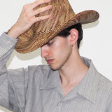 Western Hat in Lichen Brown Wave Toquilla Straw - CLYDE