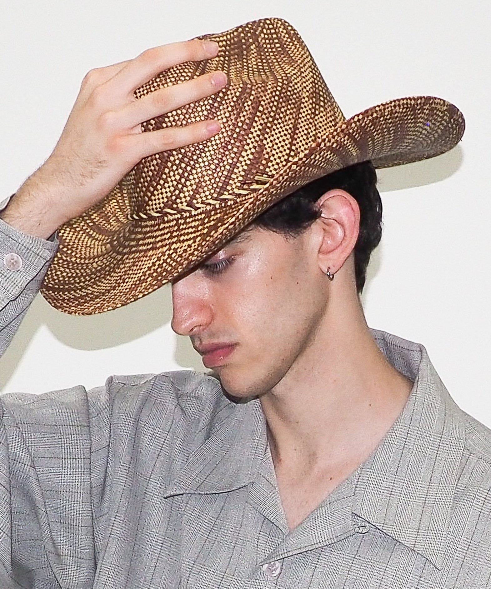 Western Hat in Lichen Brown Wave Toquilla Straw - CLYDE