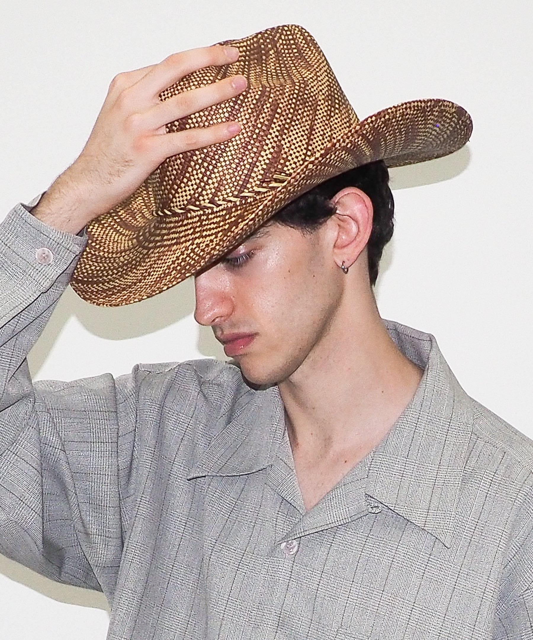 Western Hat in Lichen Brown Wave Toquilla Straw - CLYDE