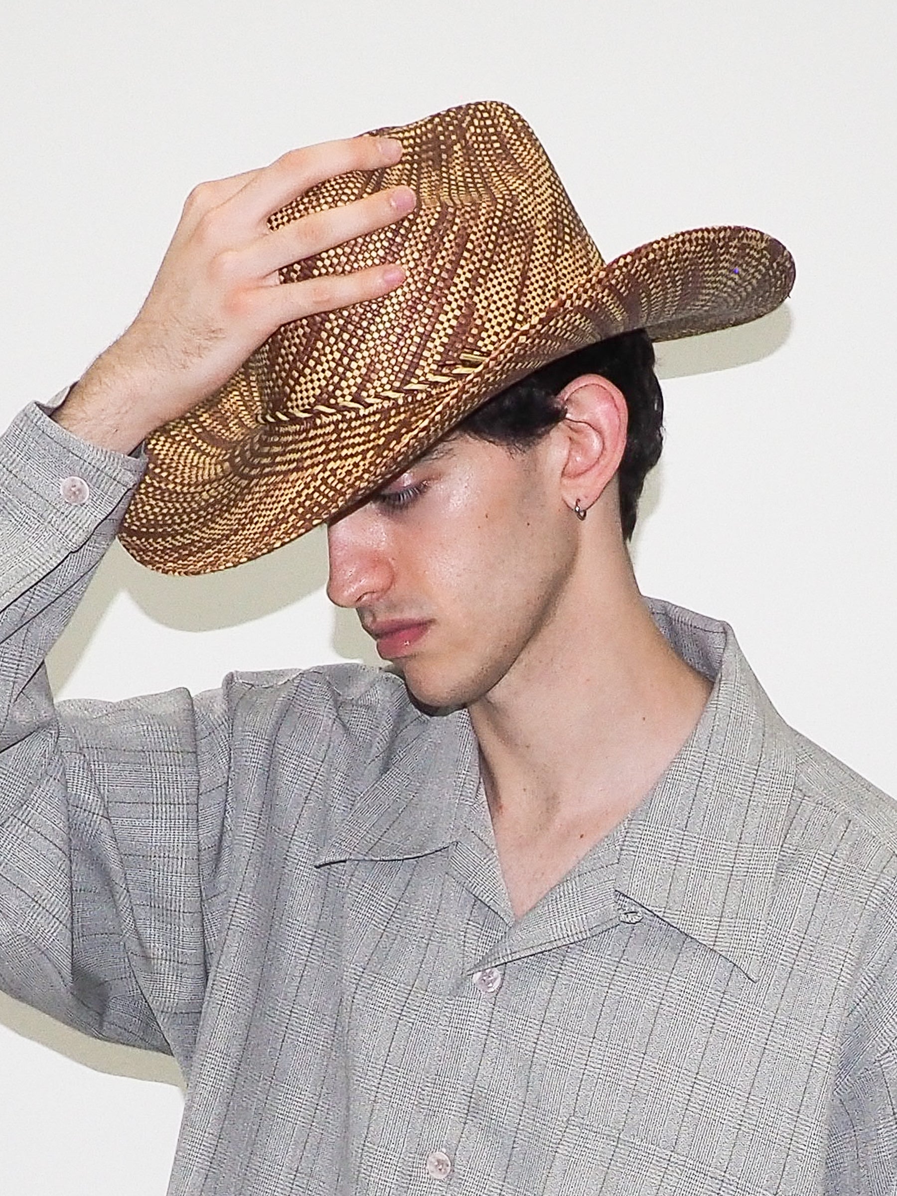 Western Hat in Lichen Brown Wave Toquilla Straw - CLYDE