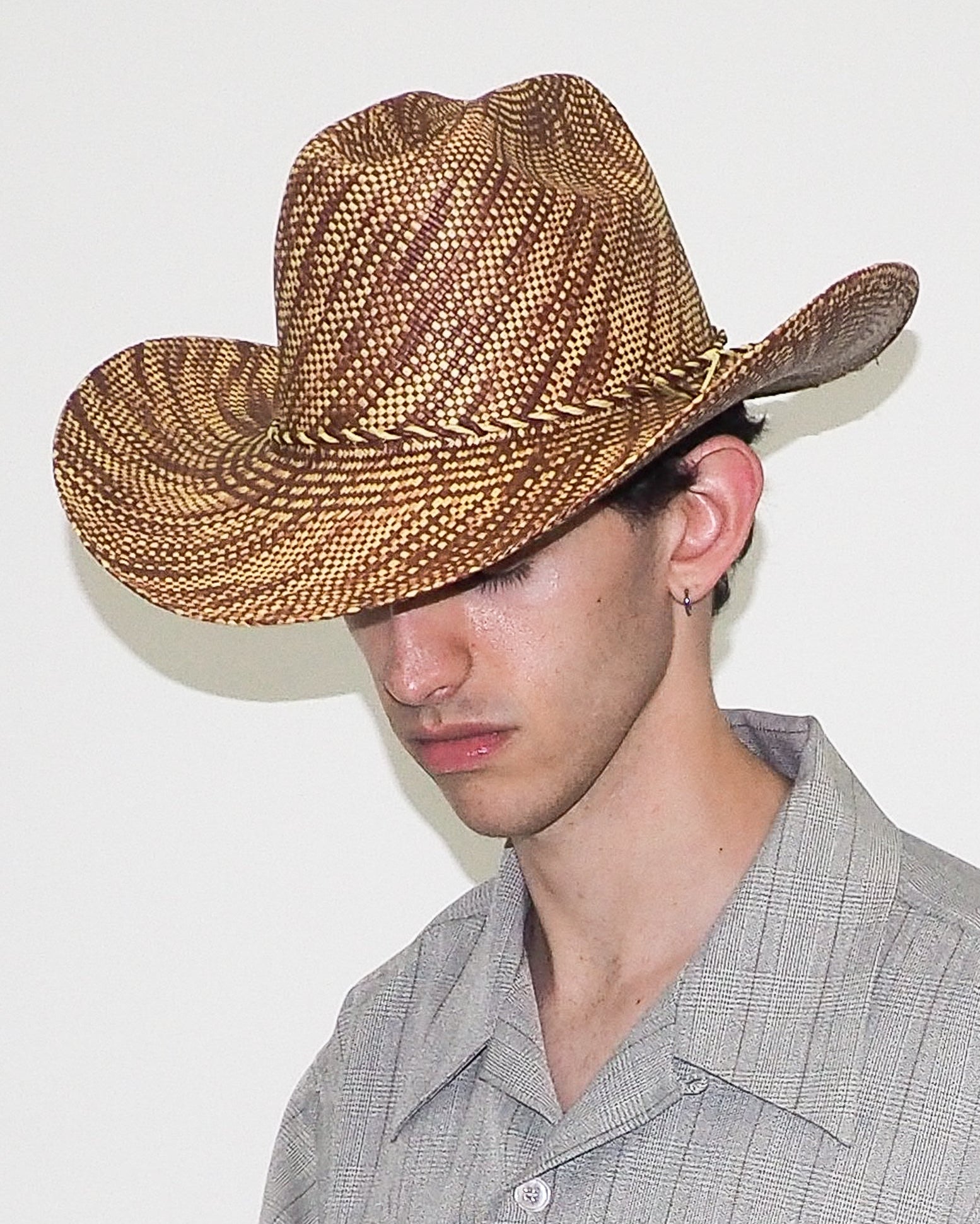 Western Hat in Lichen Brown Wave Toquilla Straw - CLYDE