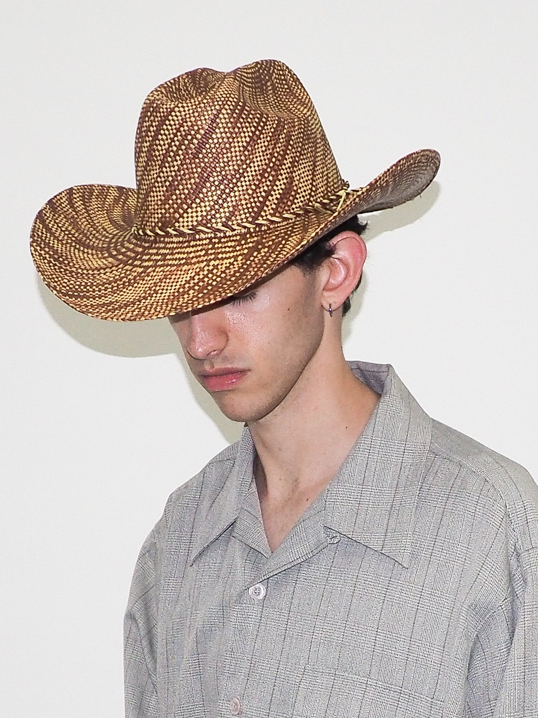 Western Hat in Lichen Brown Wave Toquilla Straw - CLYDE