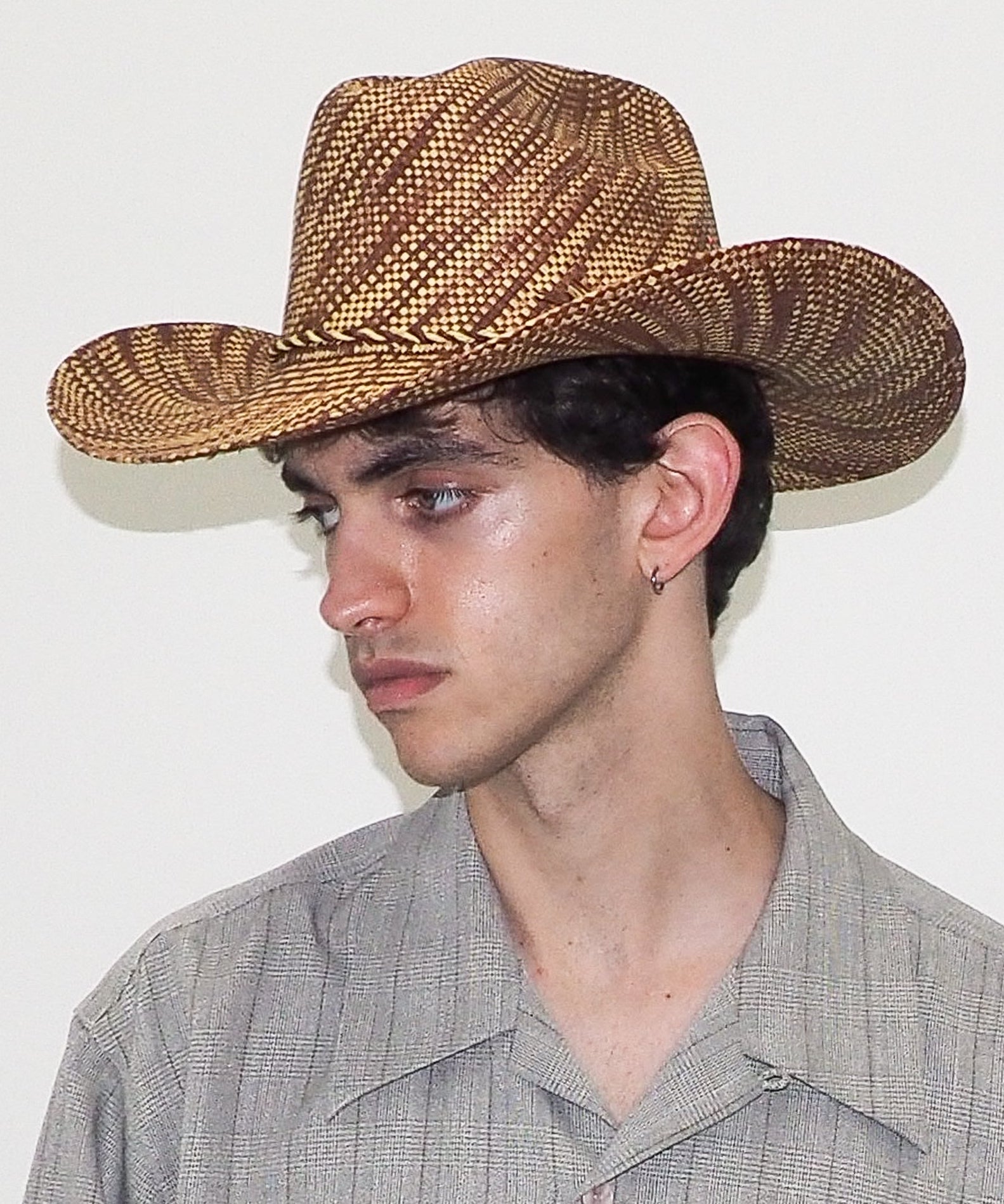 Western Hat in Lichen Brown Wave Toquilla Straw - CLYDE