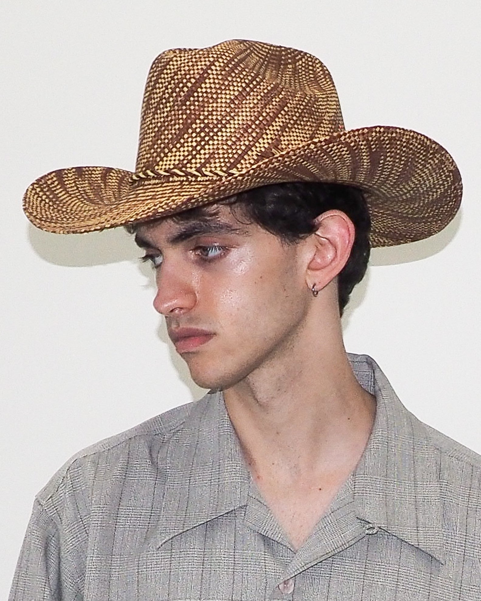 Western Hat in Lichen Brown Wave Toquilla Straw - CLYDE