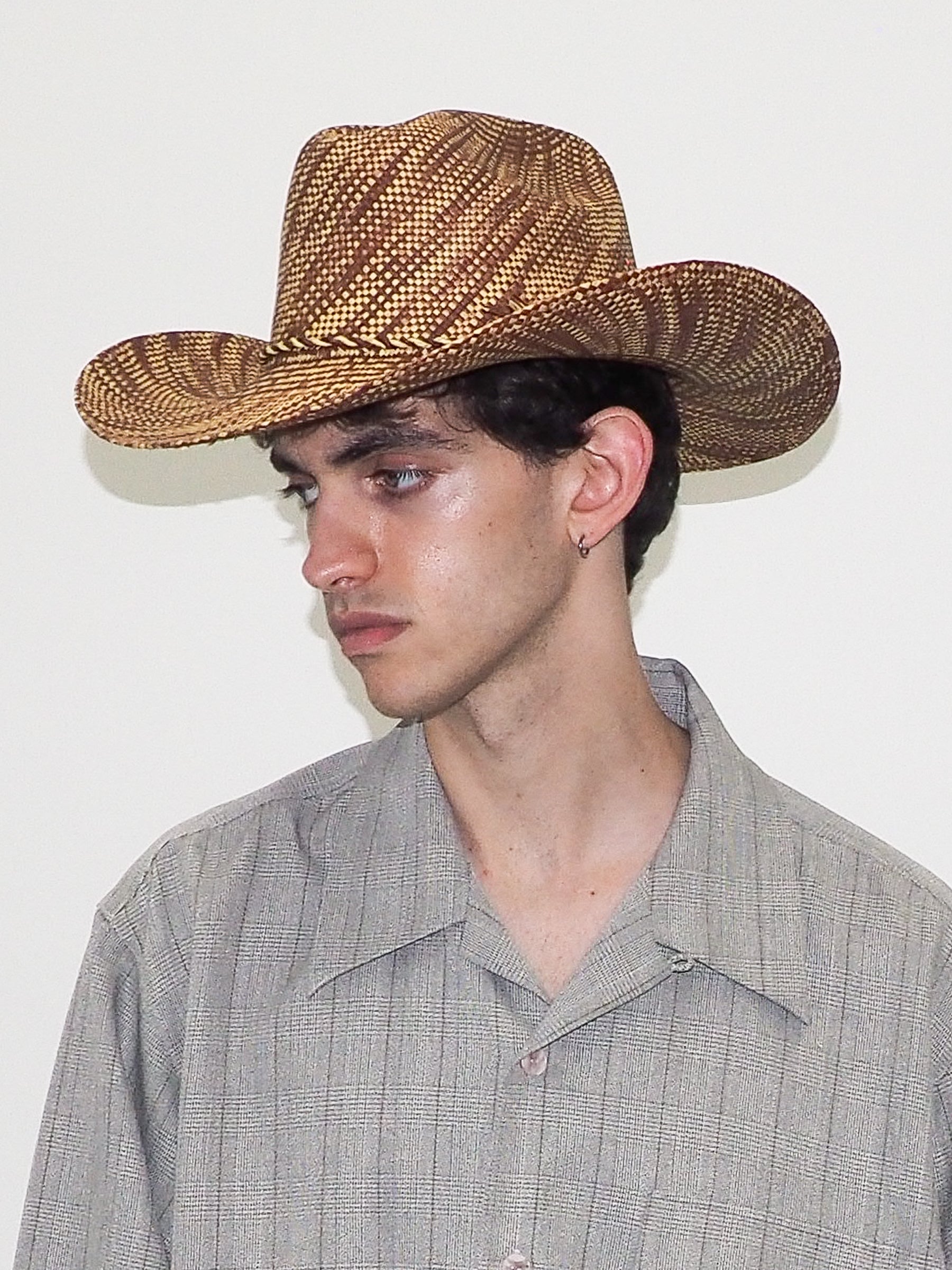 Western Hat in Lichen Brown Wave Toquilla Straw - CLYDE