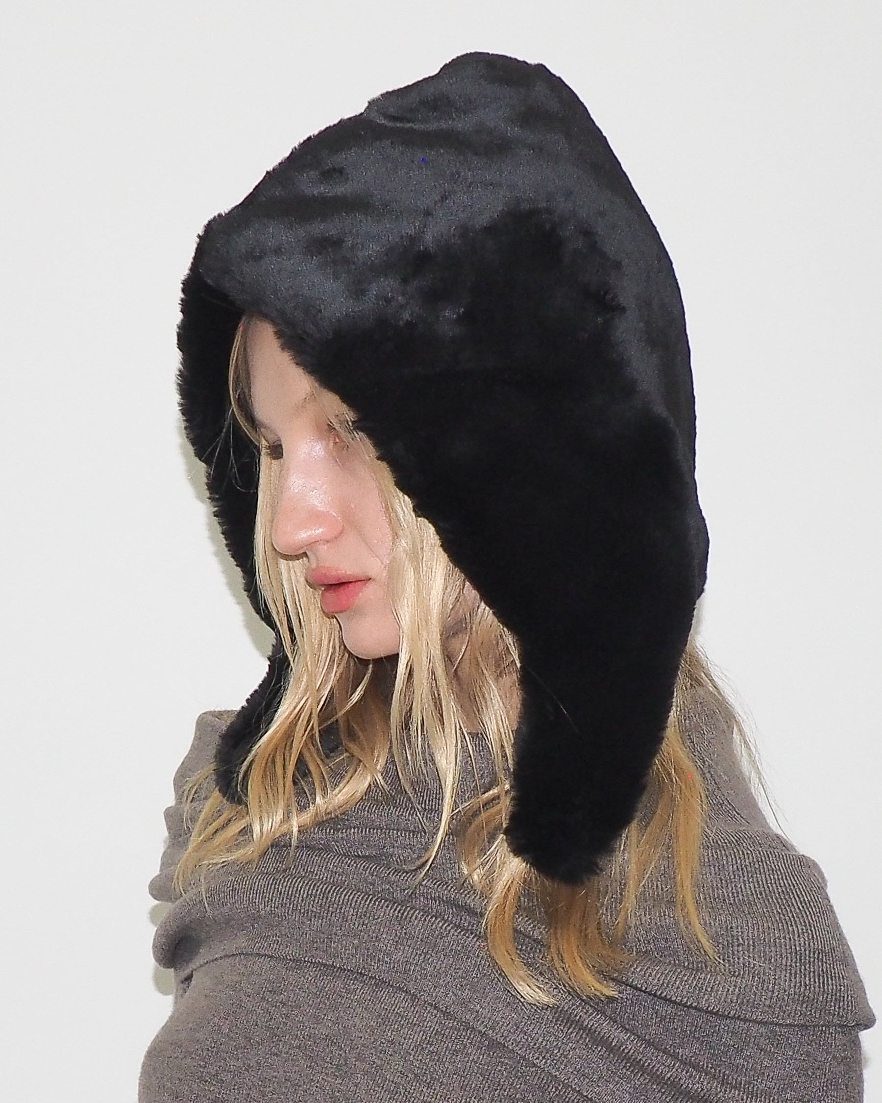 Sno Hood in Black Faux - CLYDE