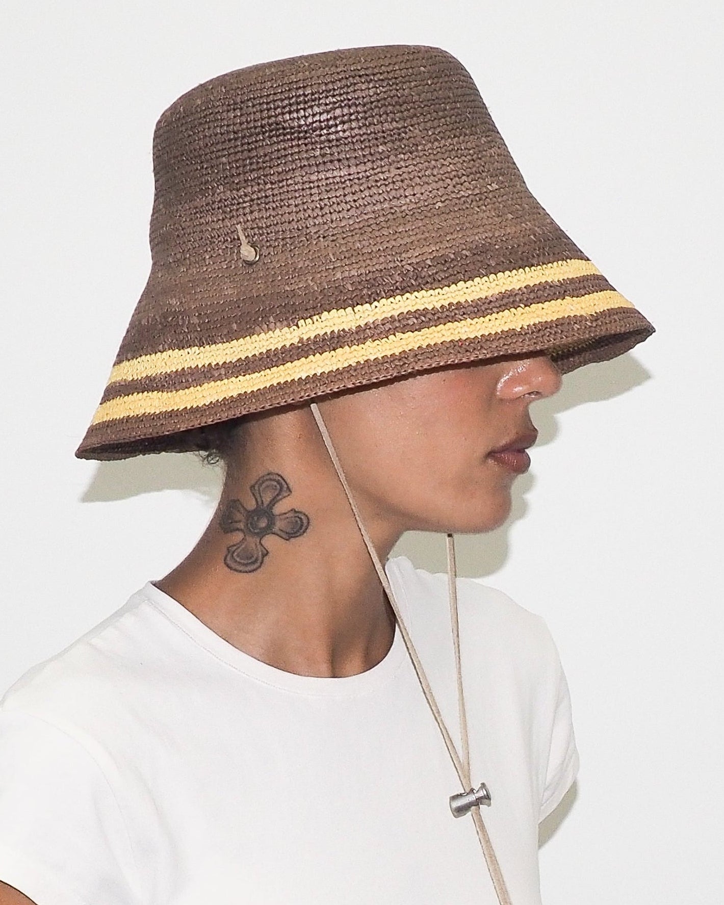 Aries Hat in Khaki w. Yellow Stripes - CLYDE