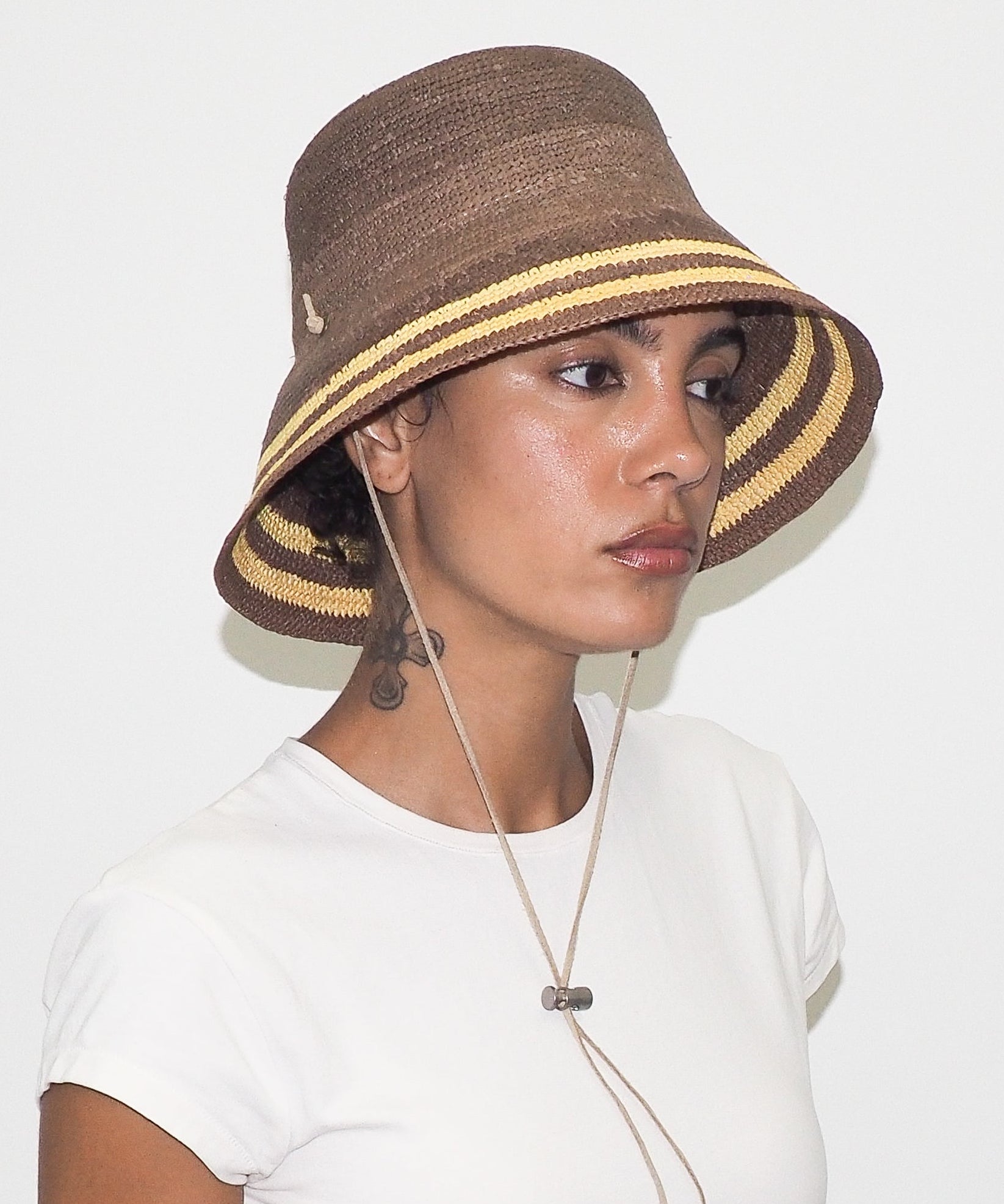 Aries Hat in Khaki w. Yellow Stripes - CLYDE