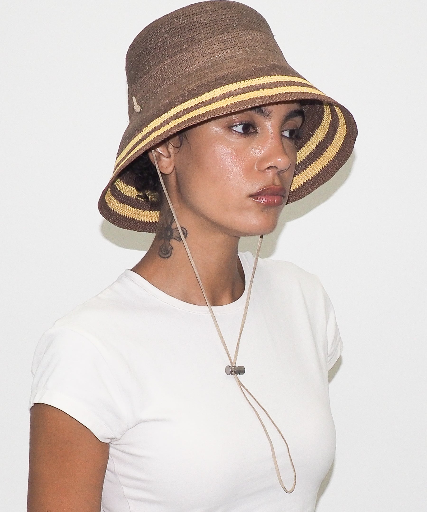 Aries Hat in Khaki w. Yellow Stripes - CLYDE