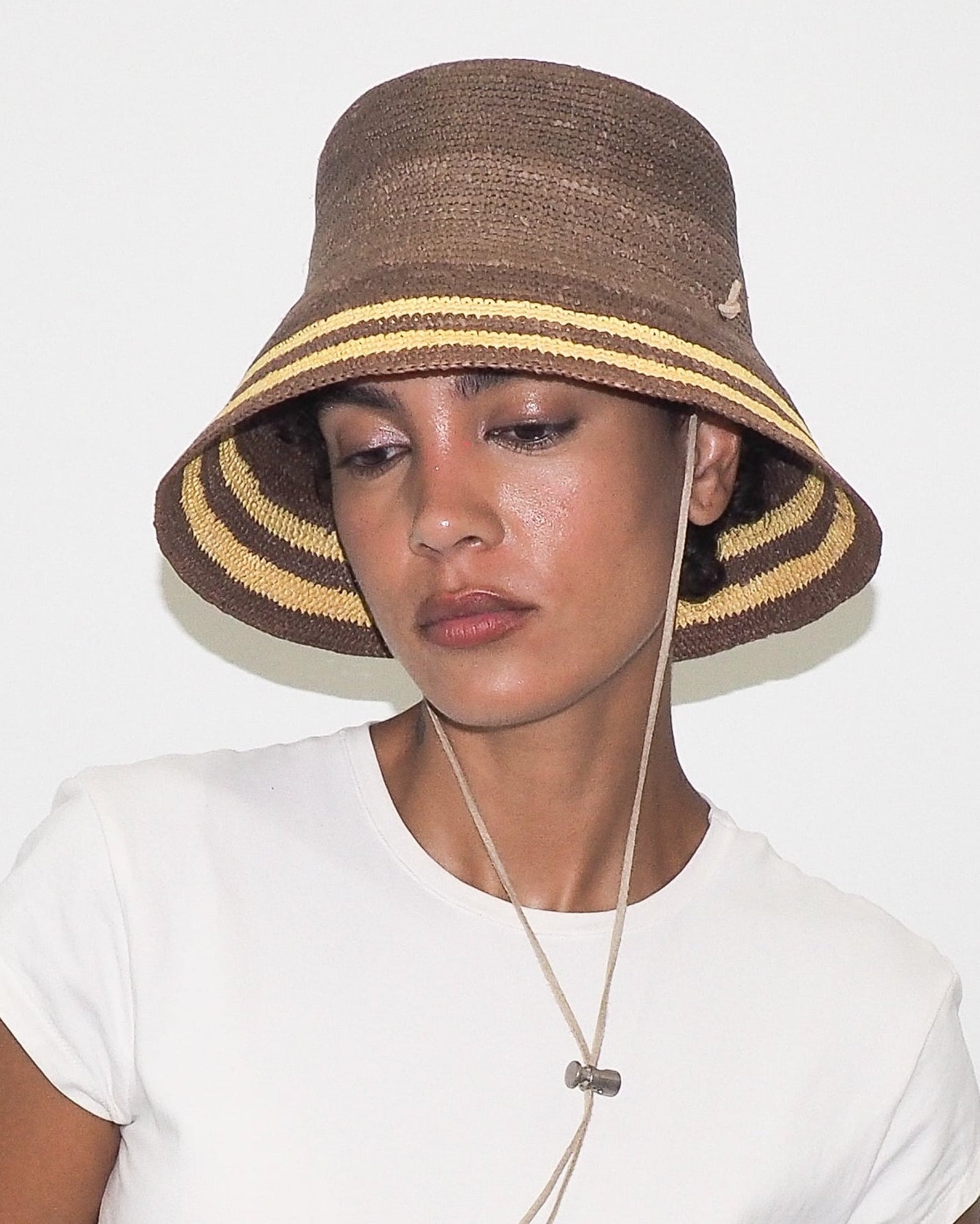 Aries Hat in Khaki w. Yellow Stripes - CLYDE