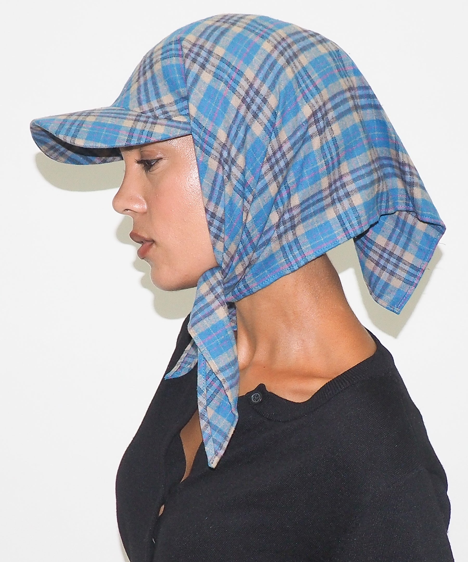Brim Scarf in Sky Blue & Tan Flannel - CLYDE
