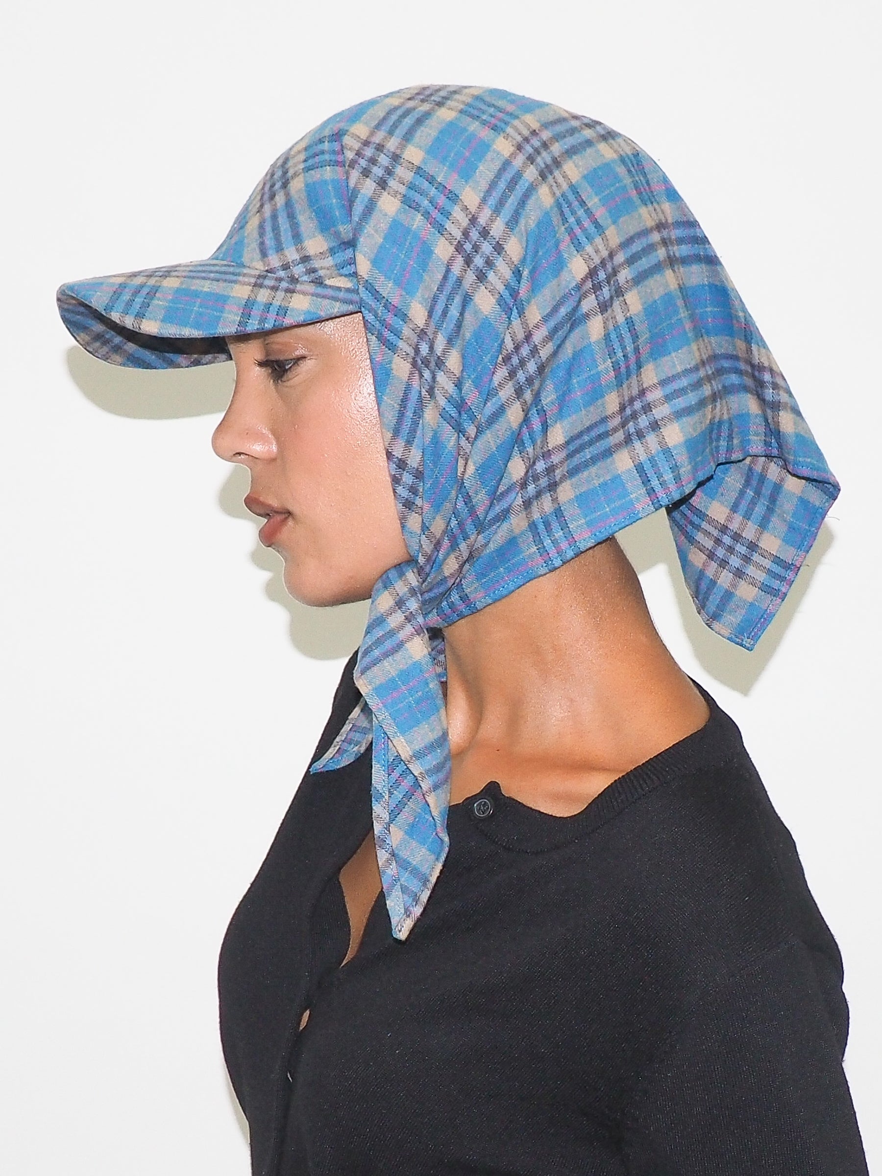 Brim Scarf in Sky Blue & Tan Flannel - CLYDE