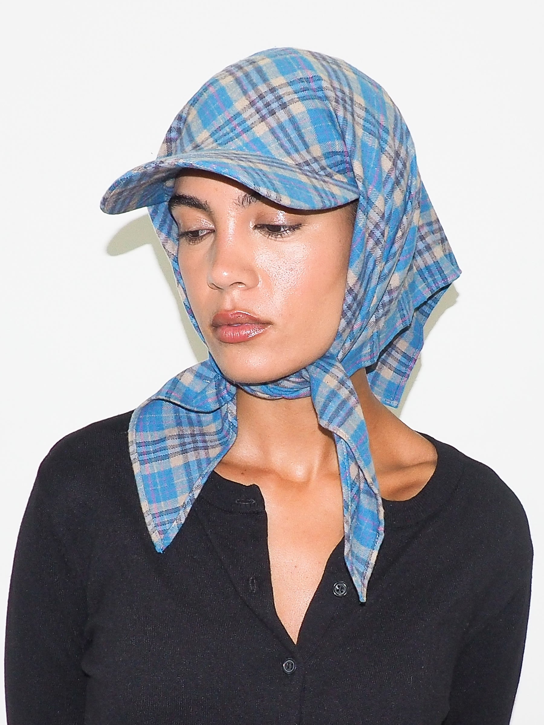 Brim Scarf in Sky Blue & Tan Flannel - CLYDE