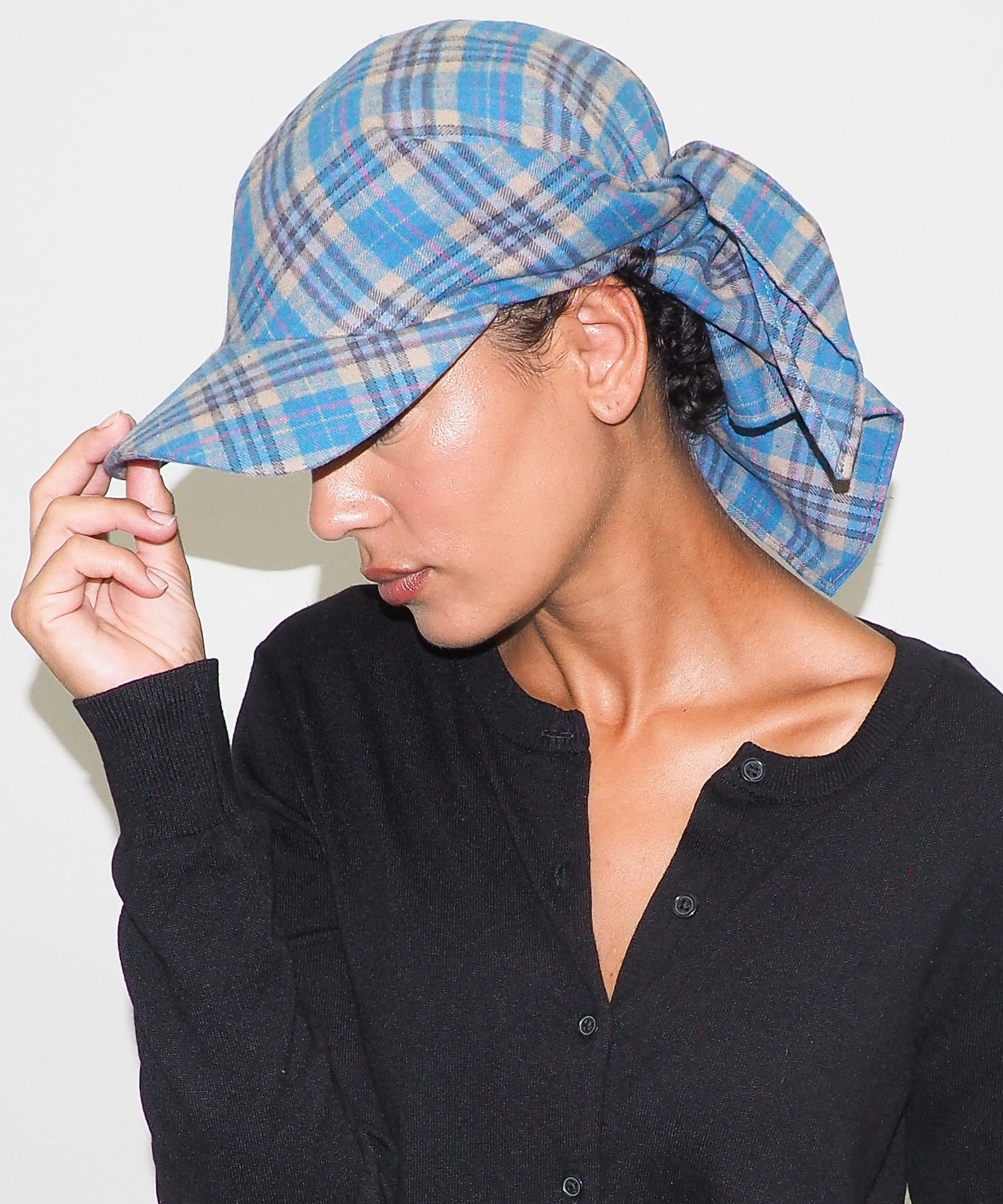Brim Scarf in Sky Blue & Tan Flannel - CLYDE