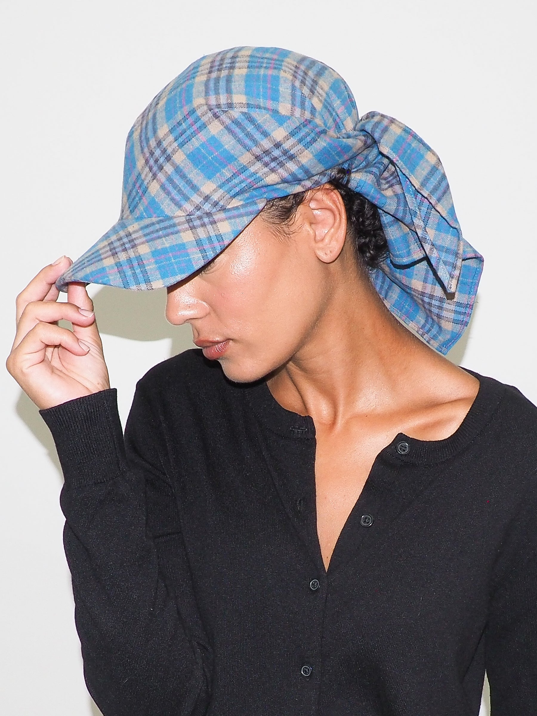 Brim Scarf in Sky Blue & Tan Flannel - CLYDE