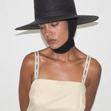 Cielo Hat w. Shade in Black Toquilla Straw - CLYDE