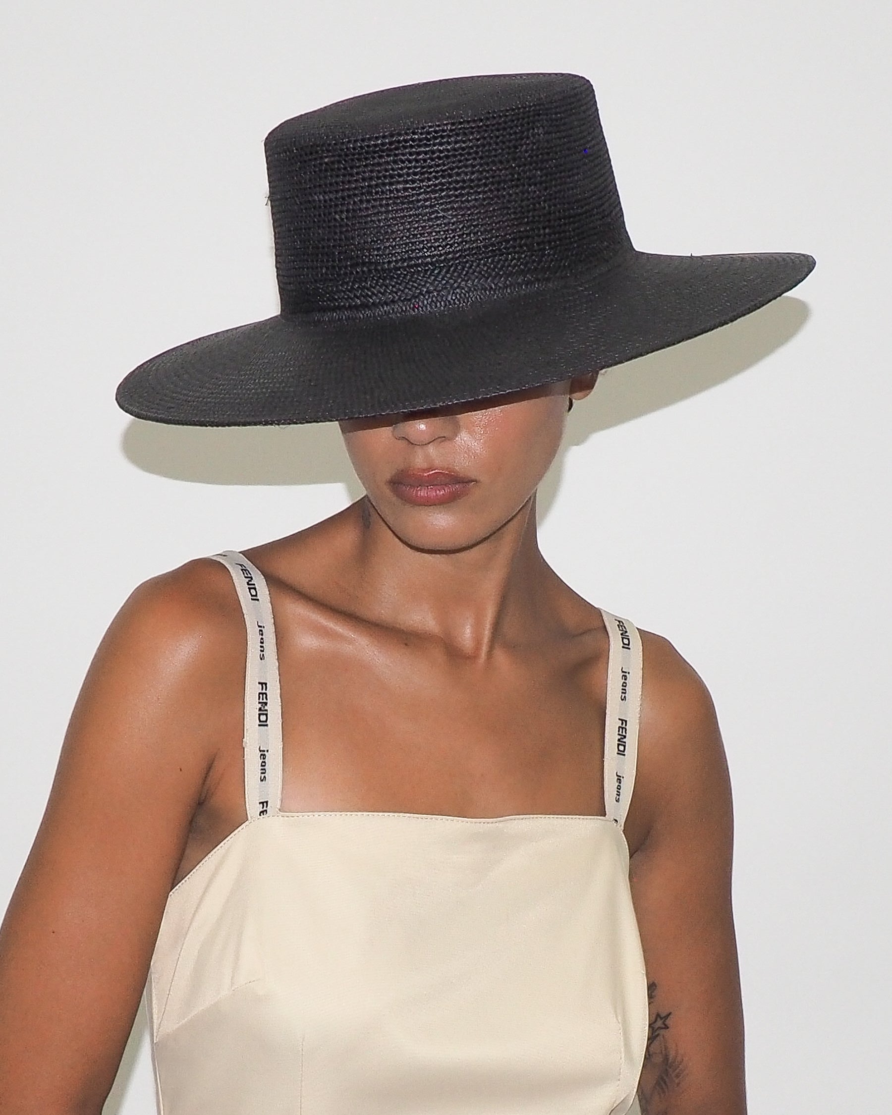 Cielo Hat in Black Toquilla Straw - CLYDE