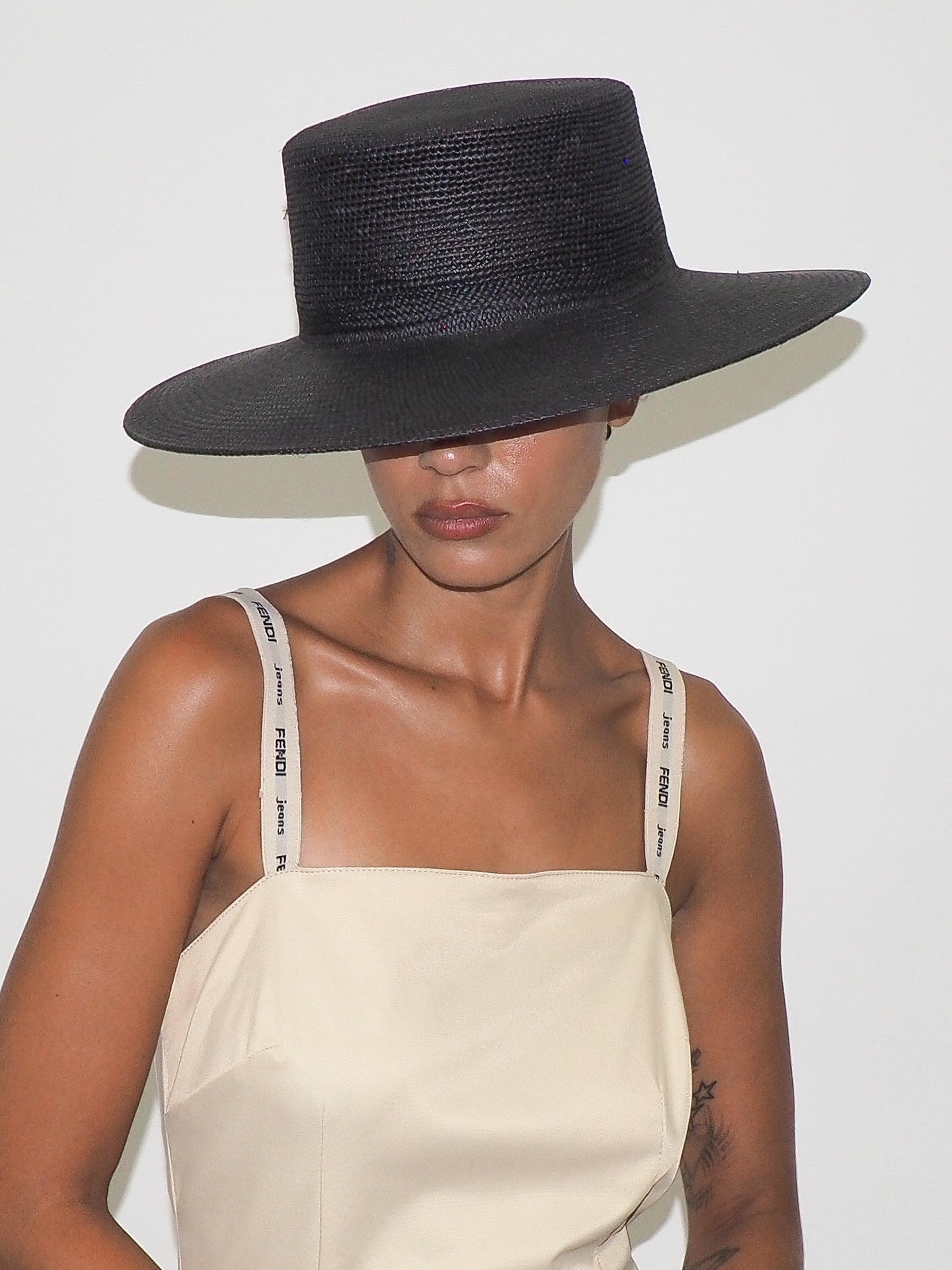 Cielo Hat in Black Toquilla Straw - CLYDE