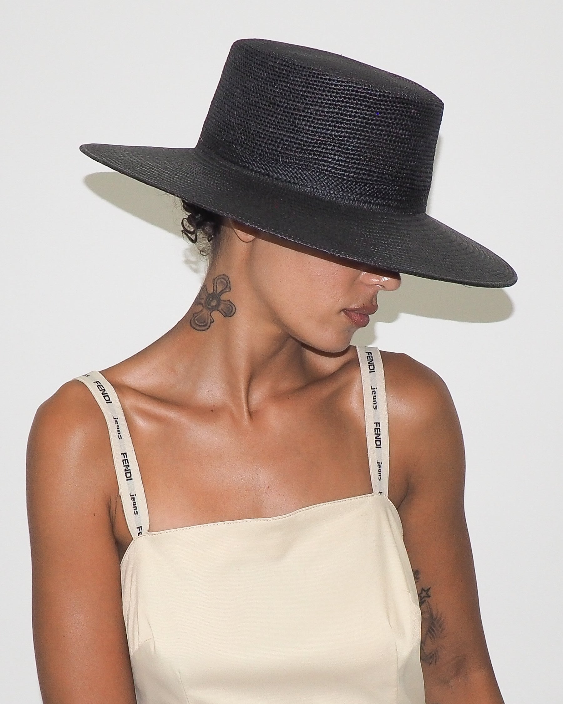 Cielo Hat in Black Toquilla Straw - CLYDE