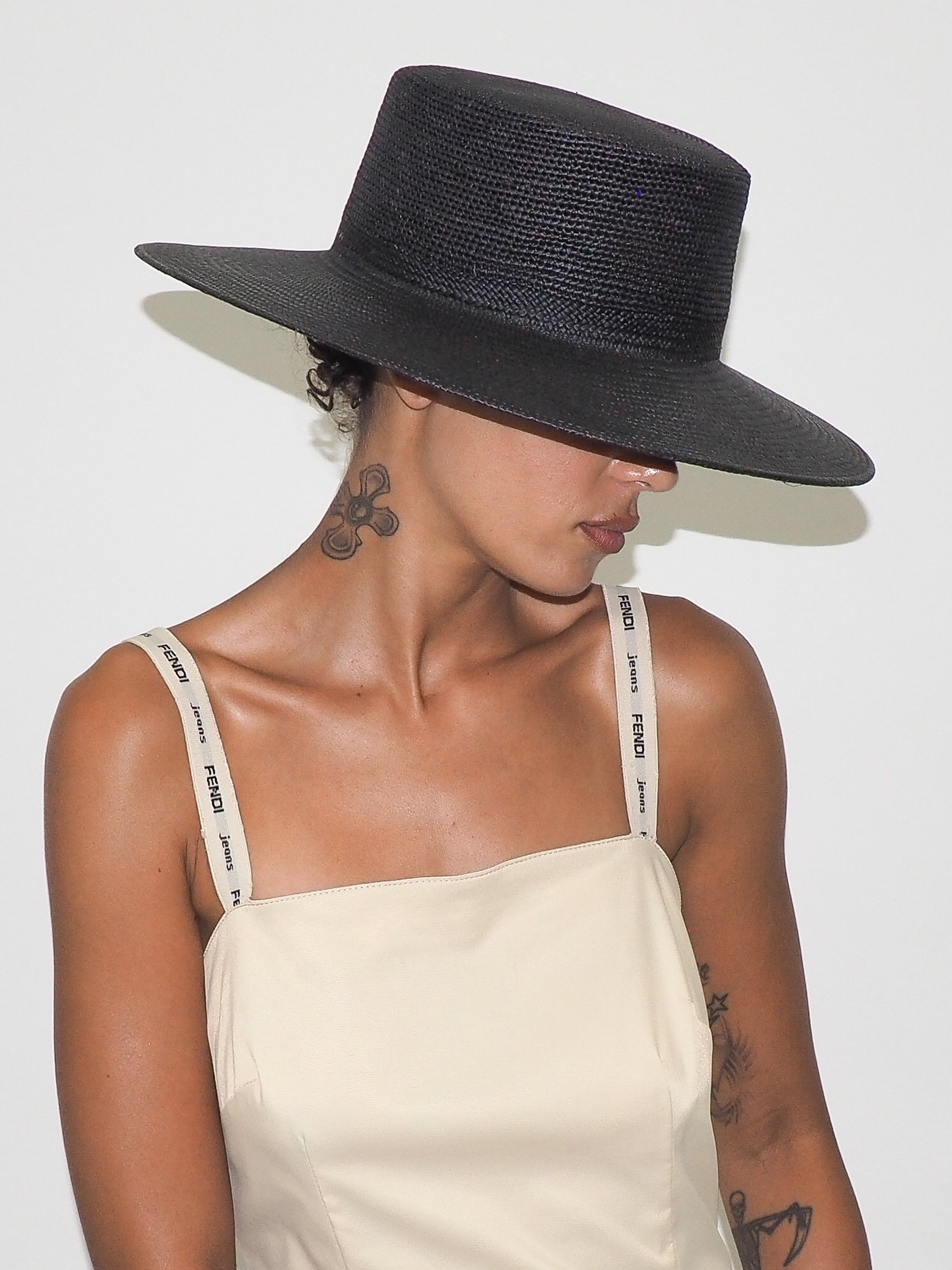 Cielo Hat in Black Toquilla Straw - CLYDE