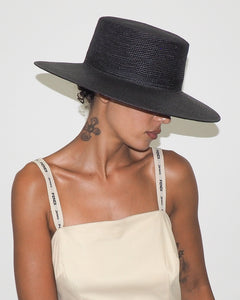 Cielo Hat in Black Toquilla Straw - CLYDE