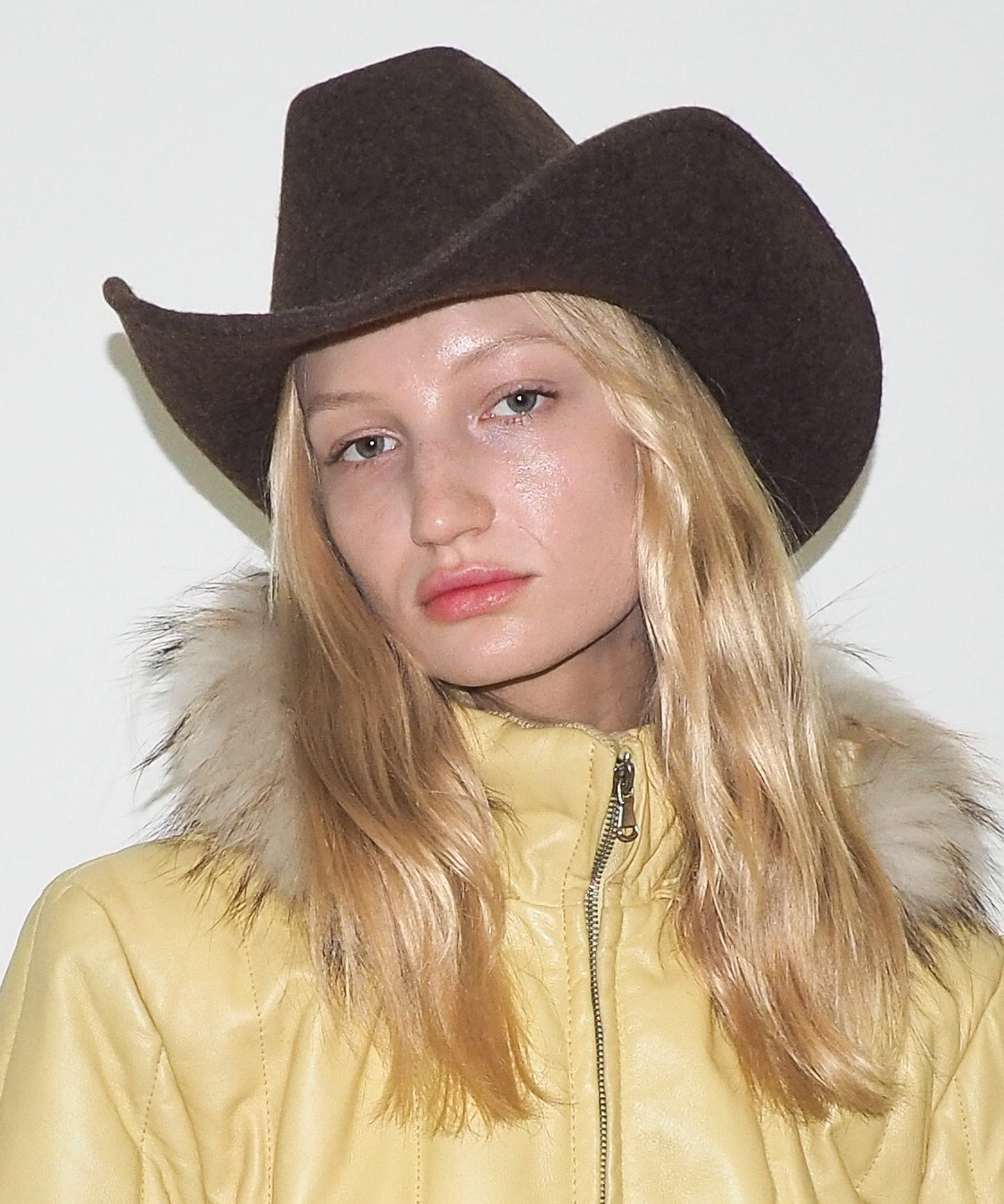 Cowboy Hat in Brown Melange Wool - CLYDE