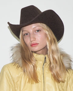Cowboy Hat in Brown Melange Wool - CLYDE