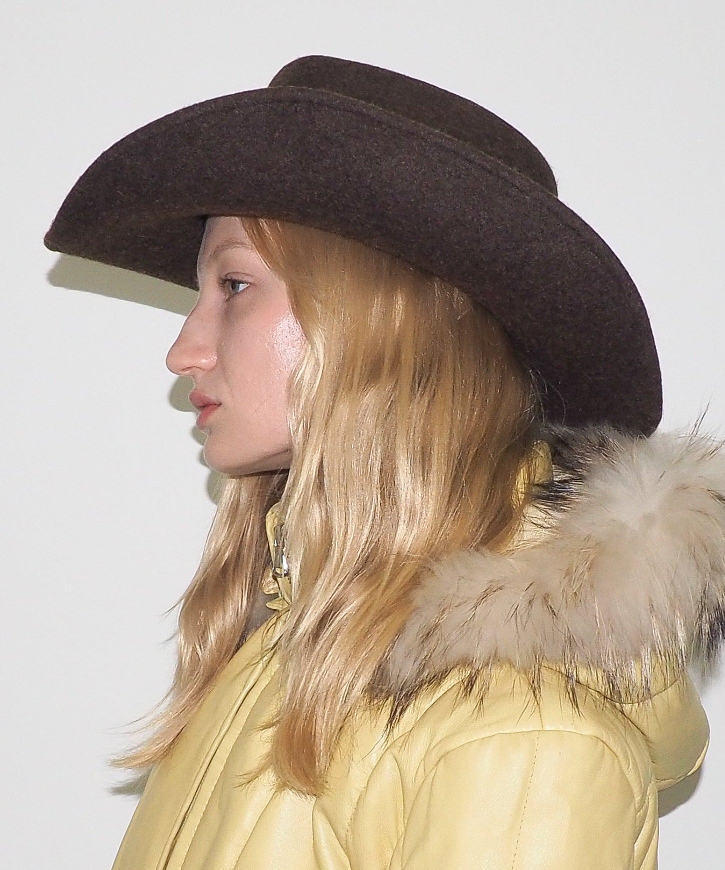 Cowboy Hat in Brown Melange Wool - CLYDE