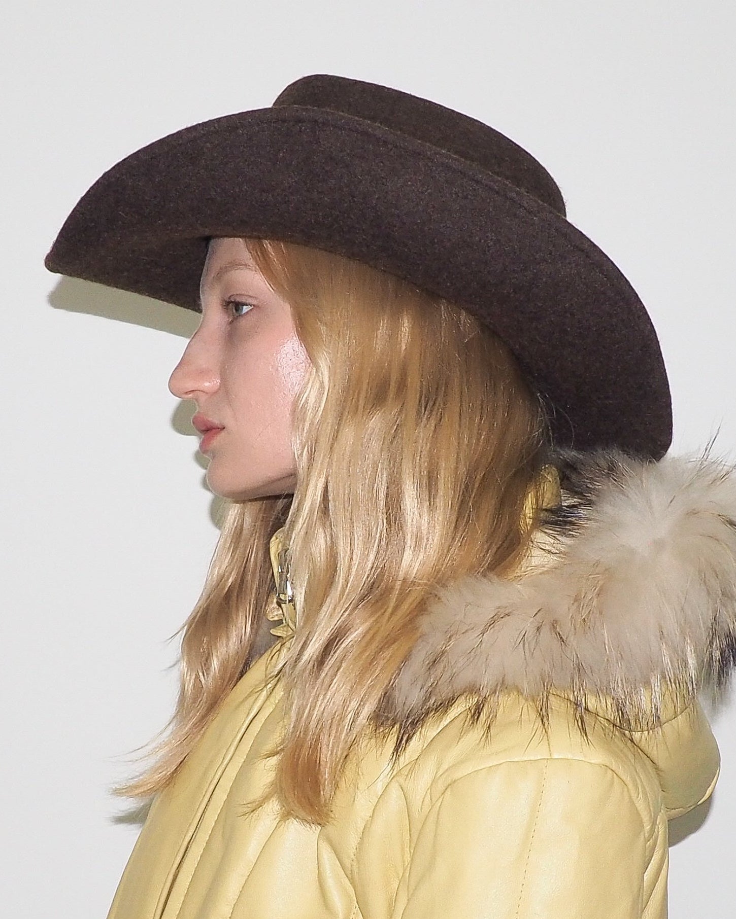 Cowboy Hat in Brown Melange Wool - CLYDE