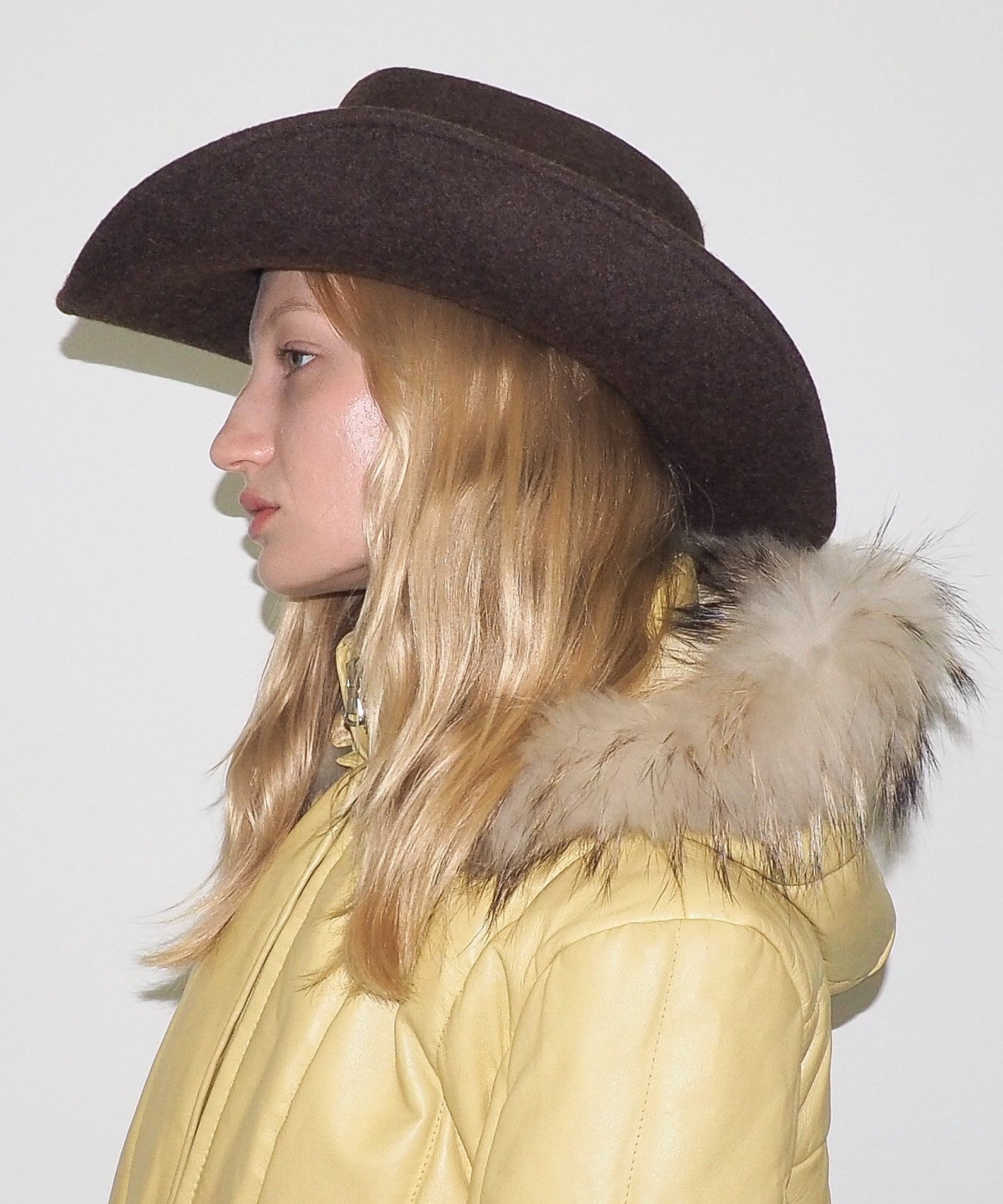 Cowboy Hat in Brown Melange Wool - CLYDE