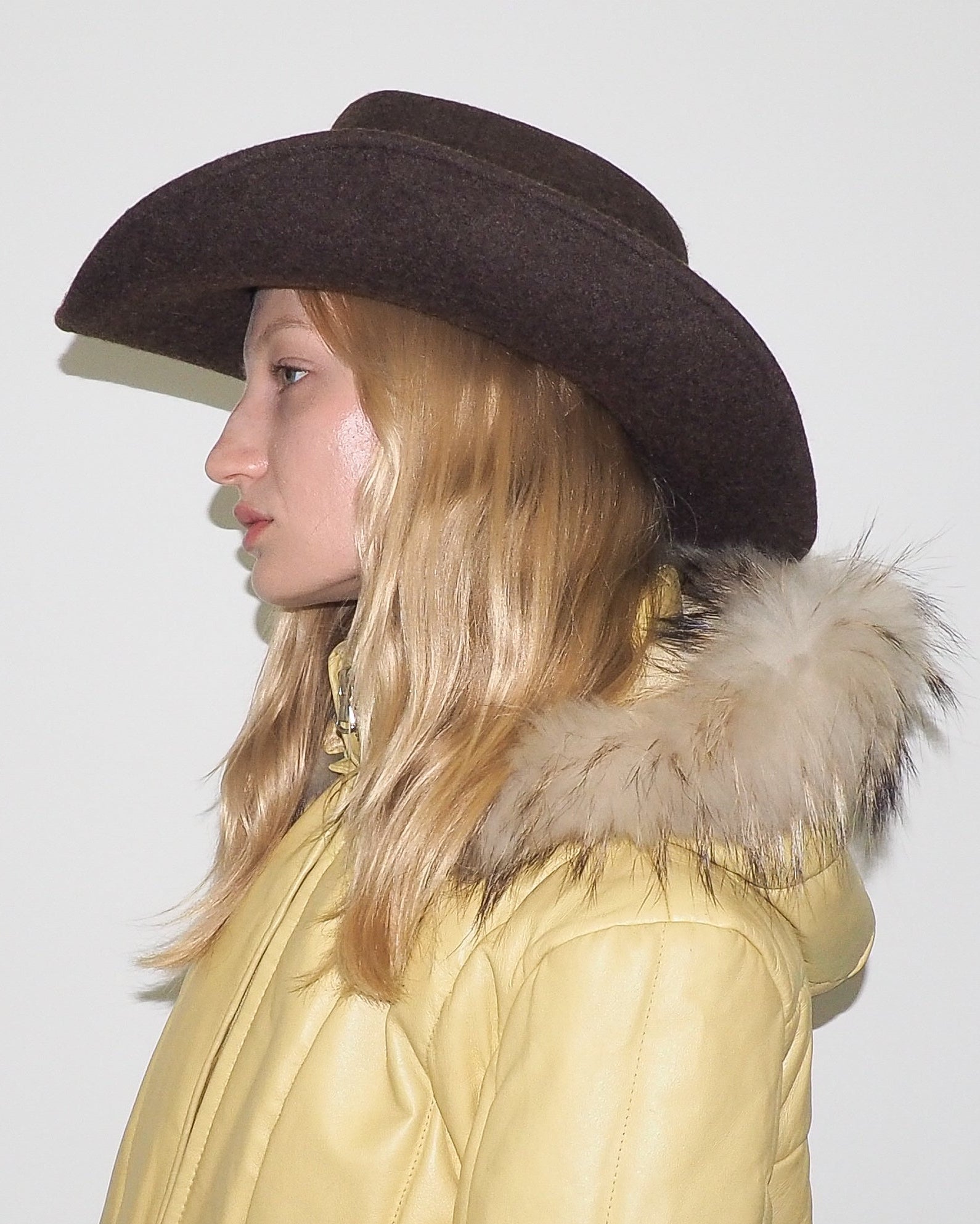 Cowboy Hat in Brown Melange Wool - CLYDE