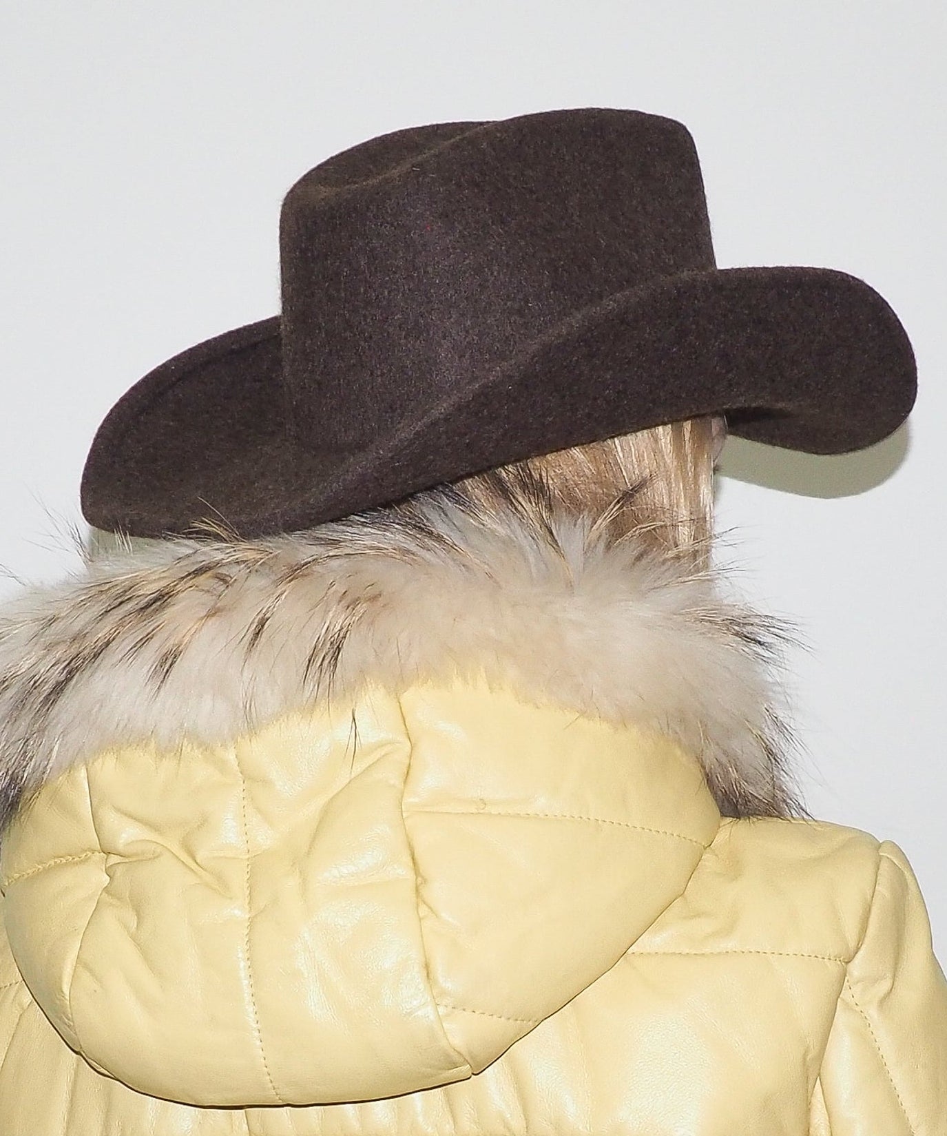 Cowboy Hat in Brown Melange Wool - CLYDE