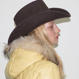 Cowboy Hat in Brown Melange Wool - CLYDE