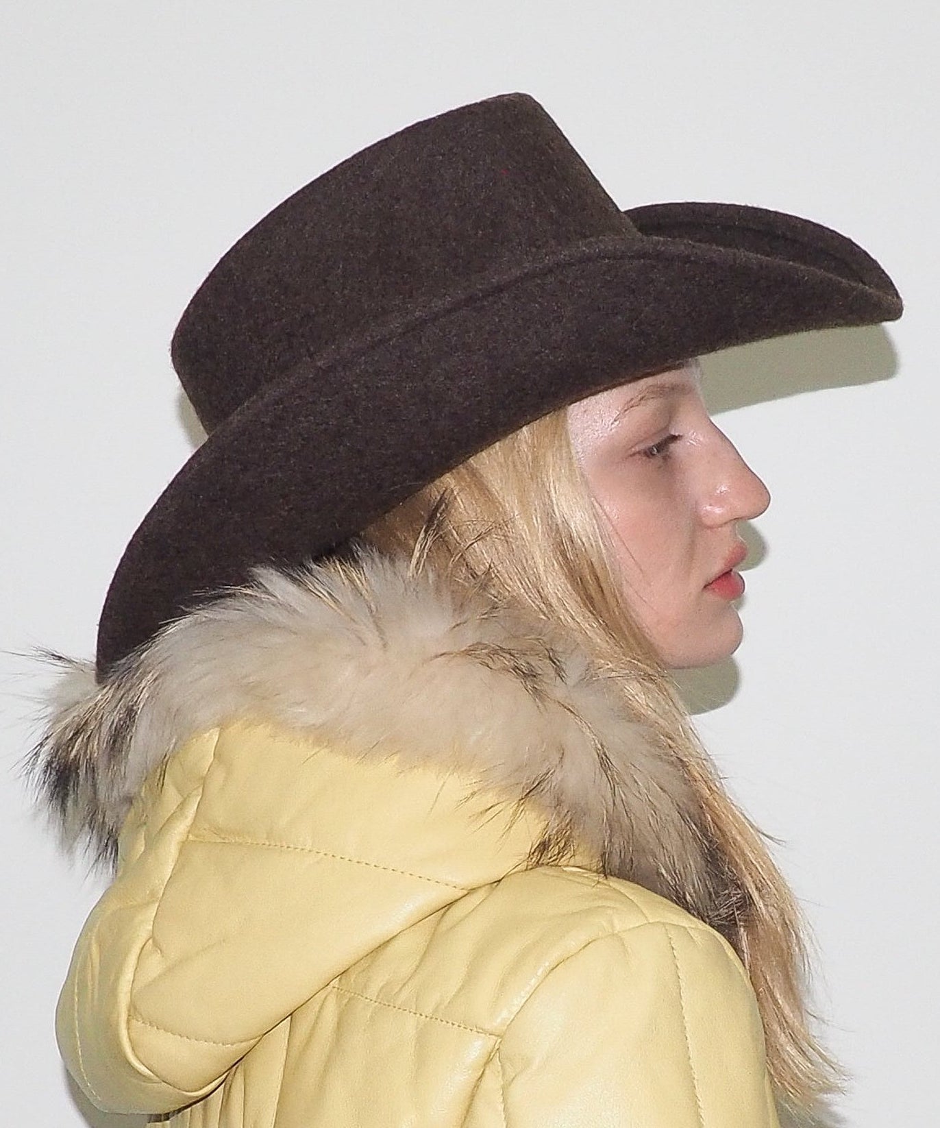 Cowboy Hat in Brown Melange Wool - CLYDE