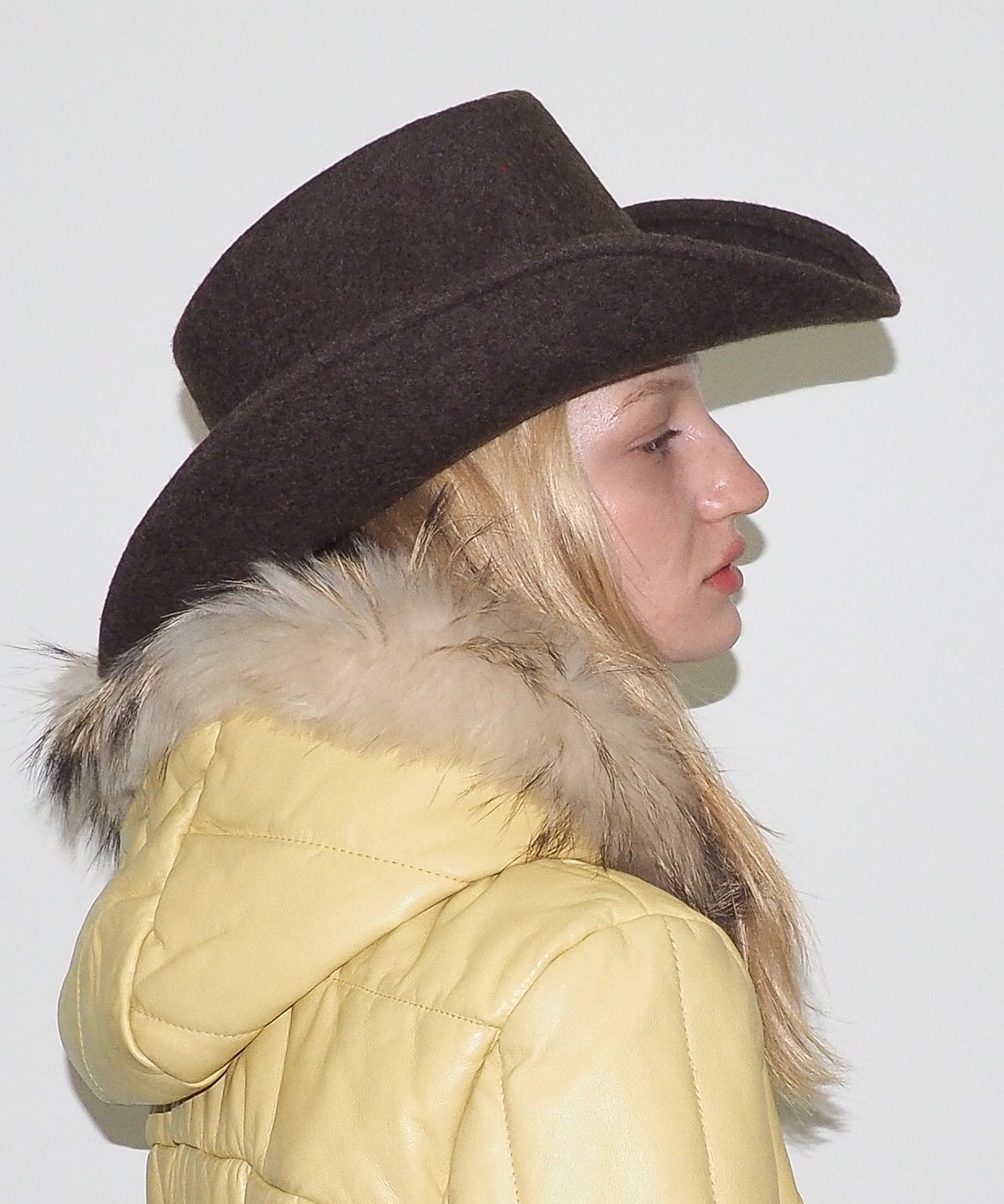 Cowboy Hat in Brown Melange Wool - CLYDE