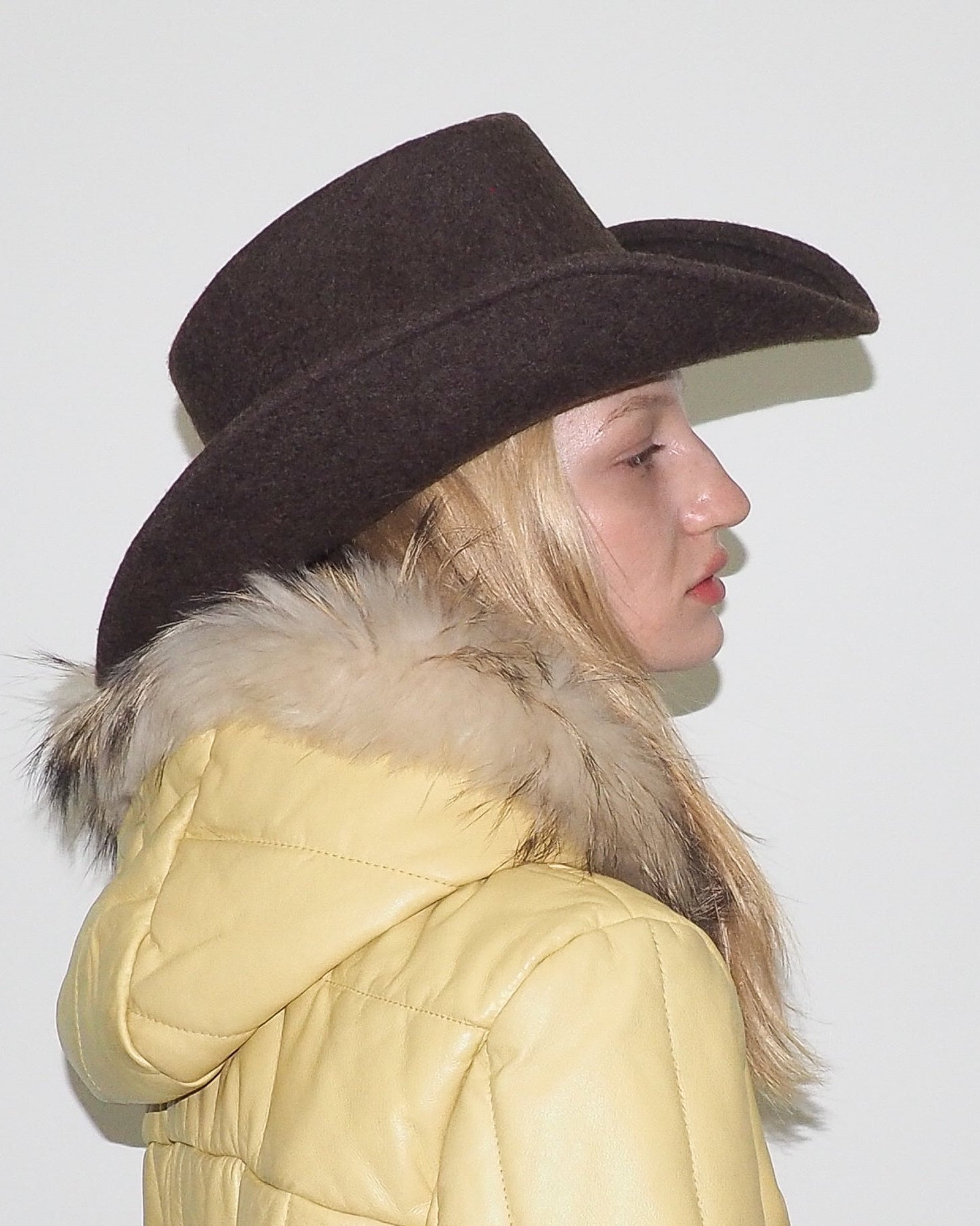 Cowboy Hat in Brown Melange Wool - CLYDE