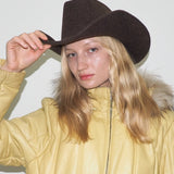 Cowboy Hat in Brown Melange Wool - CLYDE