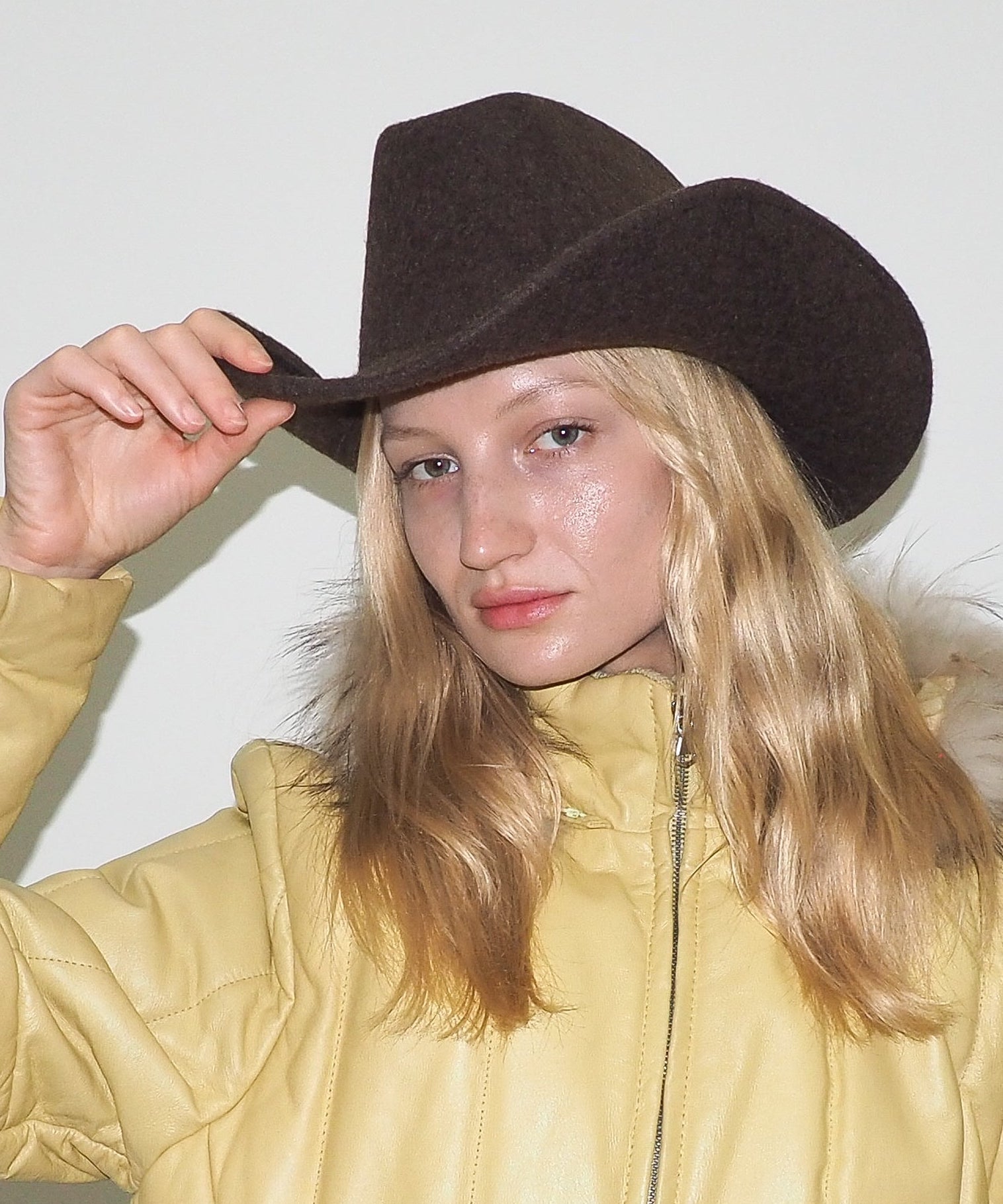 Cowboy Hat in Brown Melange Wool - CLYDE