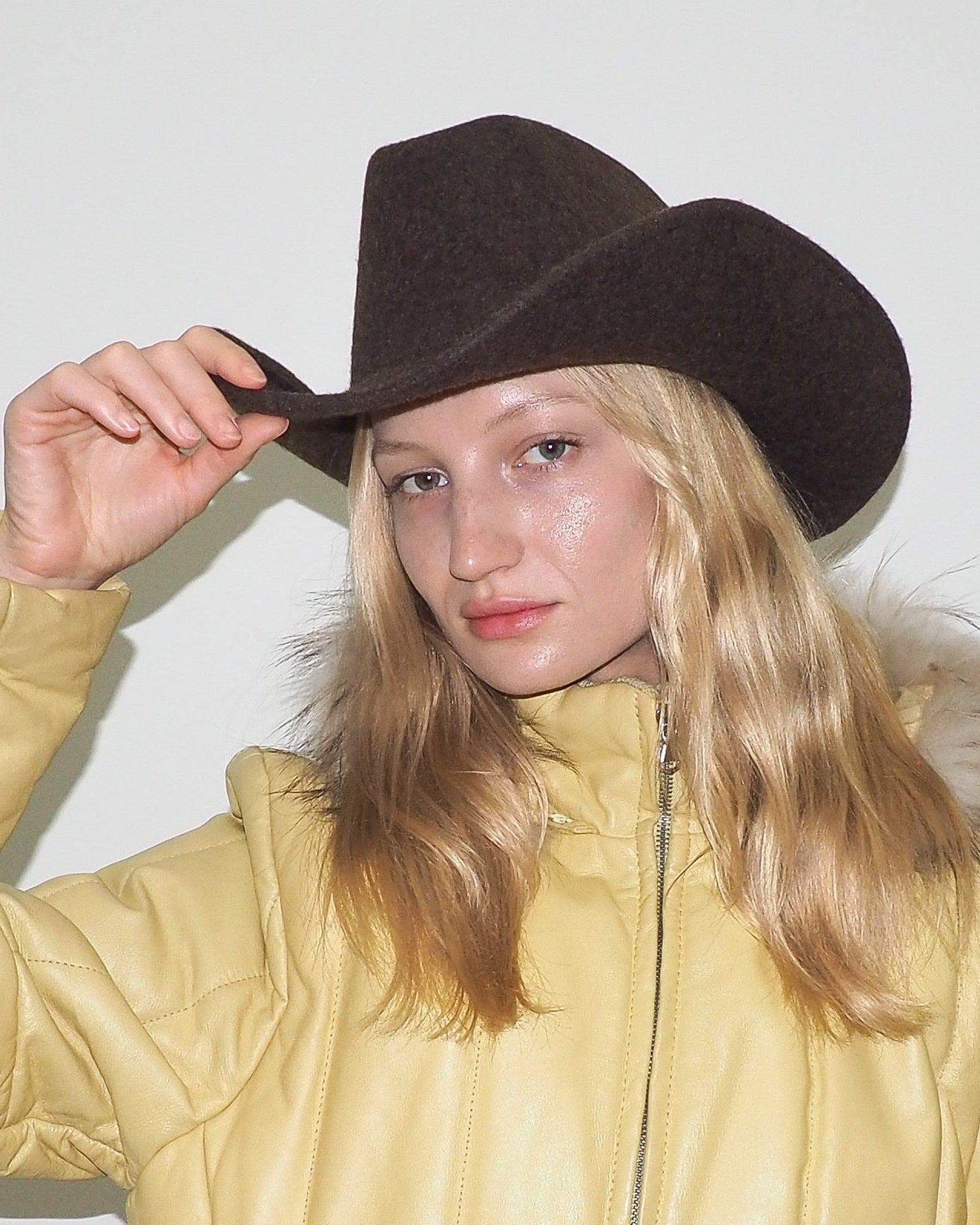 Cowboy Hat in Brown Melange Wool - CLYDE