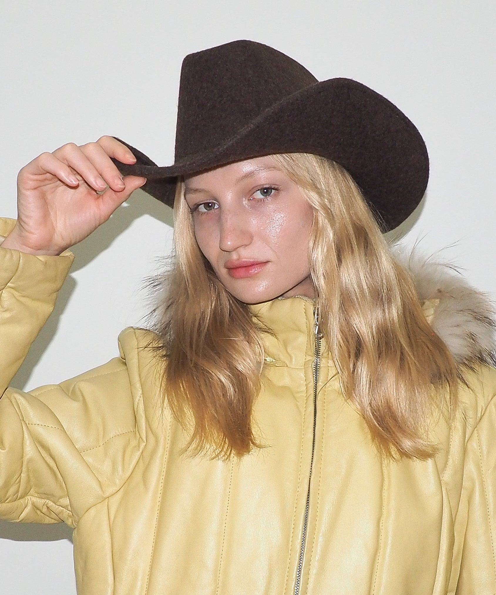 Cowboy Hat in Brown Melange Wool - CLYDE