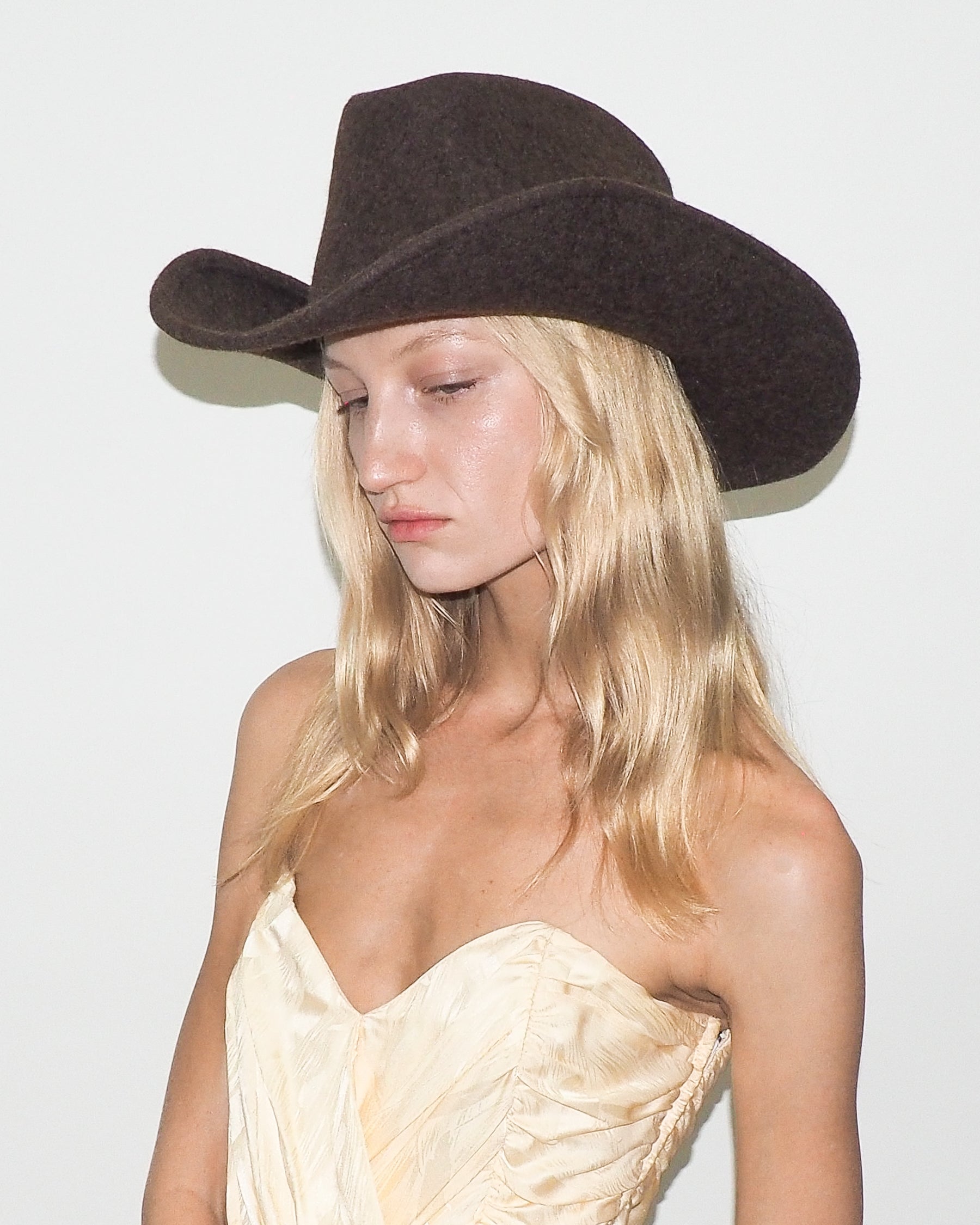 Cowboy Hat in Brown Melange Wool - CLYDE