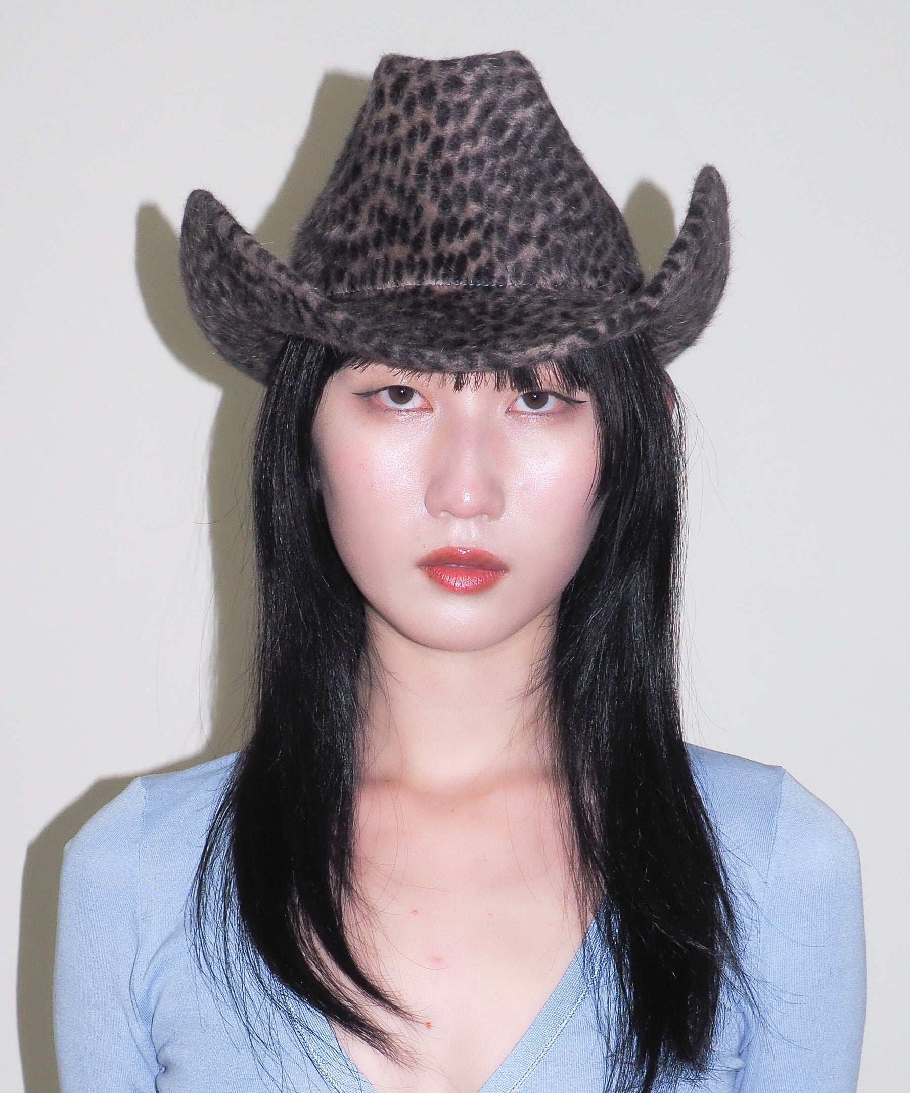 Cowboy Hat in Cheetah Spot Angora - CLYDE