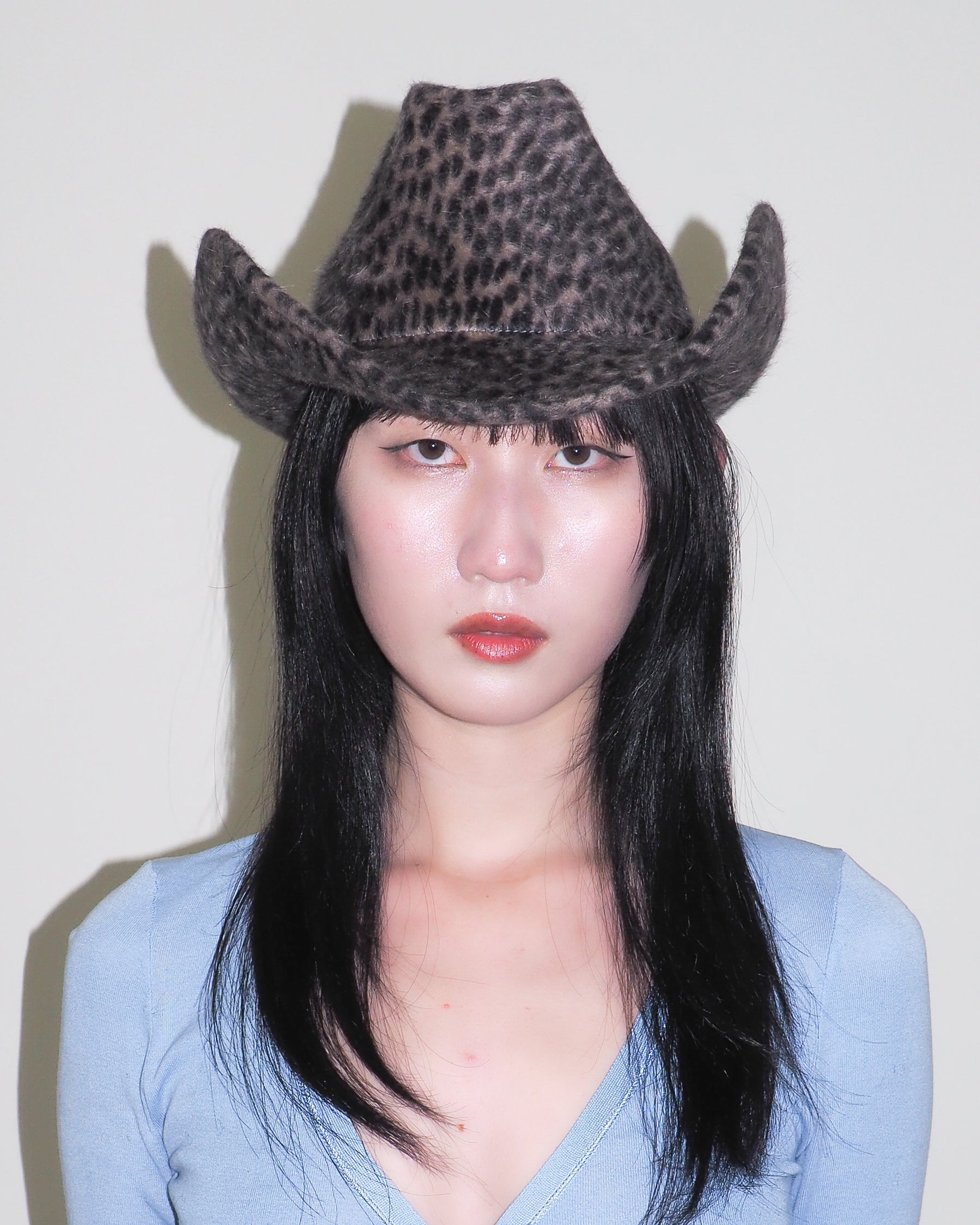 Cowboy Hat in Cheetah Spot Angora - CLYDE