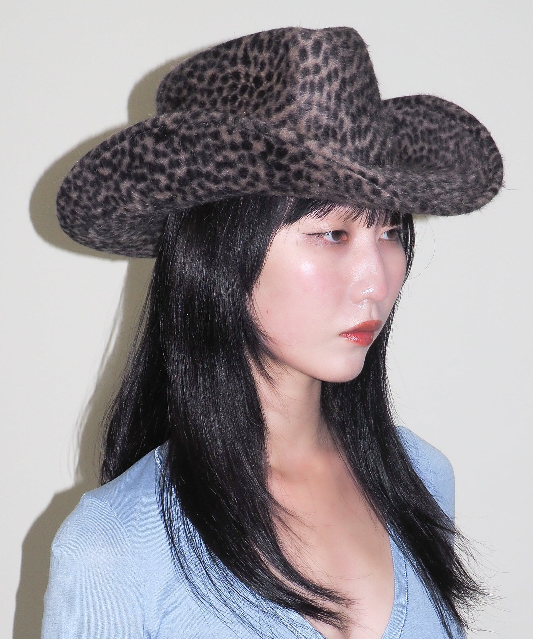 Cowboy Hat in Cheetah Spot Angora - CLYDE