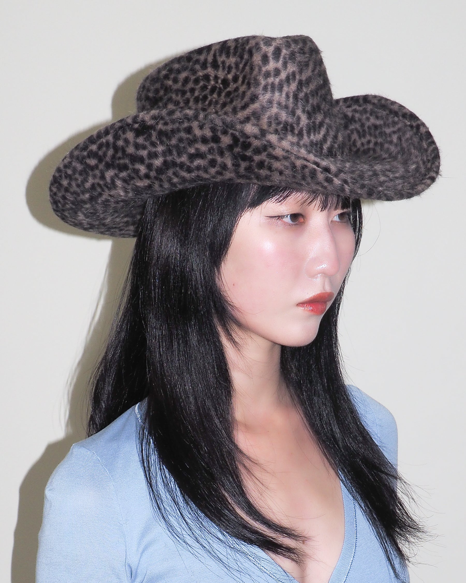 Cowboy Hat in Cheetah Spot Angora - CLYDE