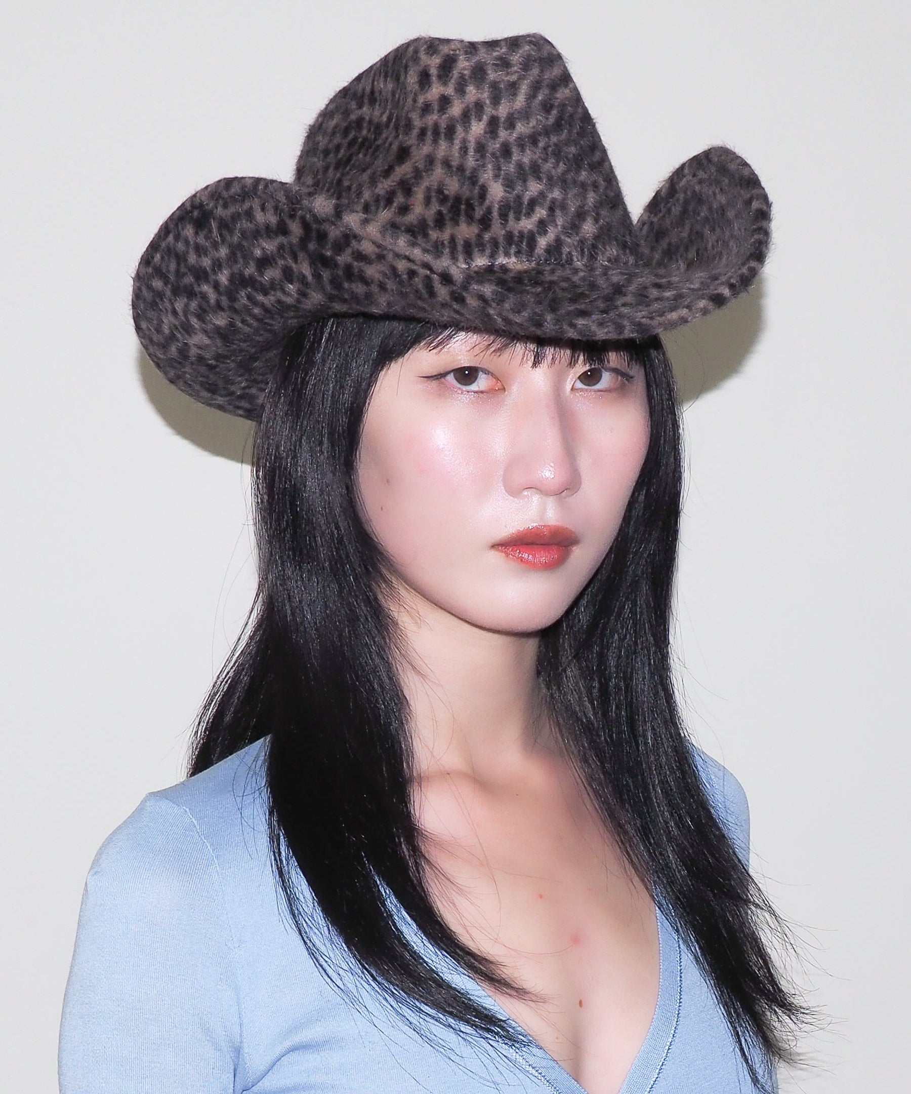 Cowboy Hat in Cheetah Spot Angora - CLYDE