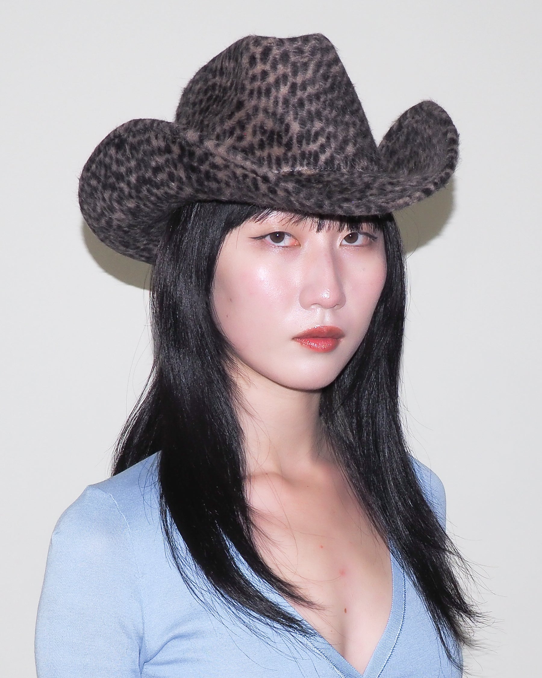 Cowboy Hat in Cheetah Spot Angora - CLYDE