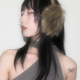 Ear Muffs in Tan Faux Fox