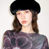 Faux Fur Beret in Black Faux - CLYDE