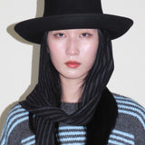 Gambler Hat in Black Wool w. Pinstripe Scarf - CLYDE